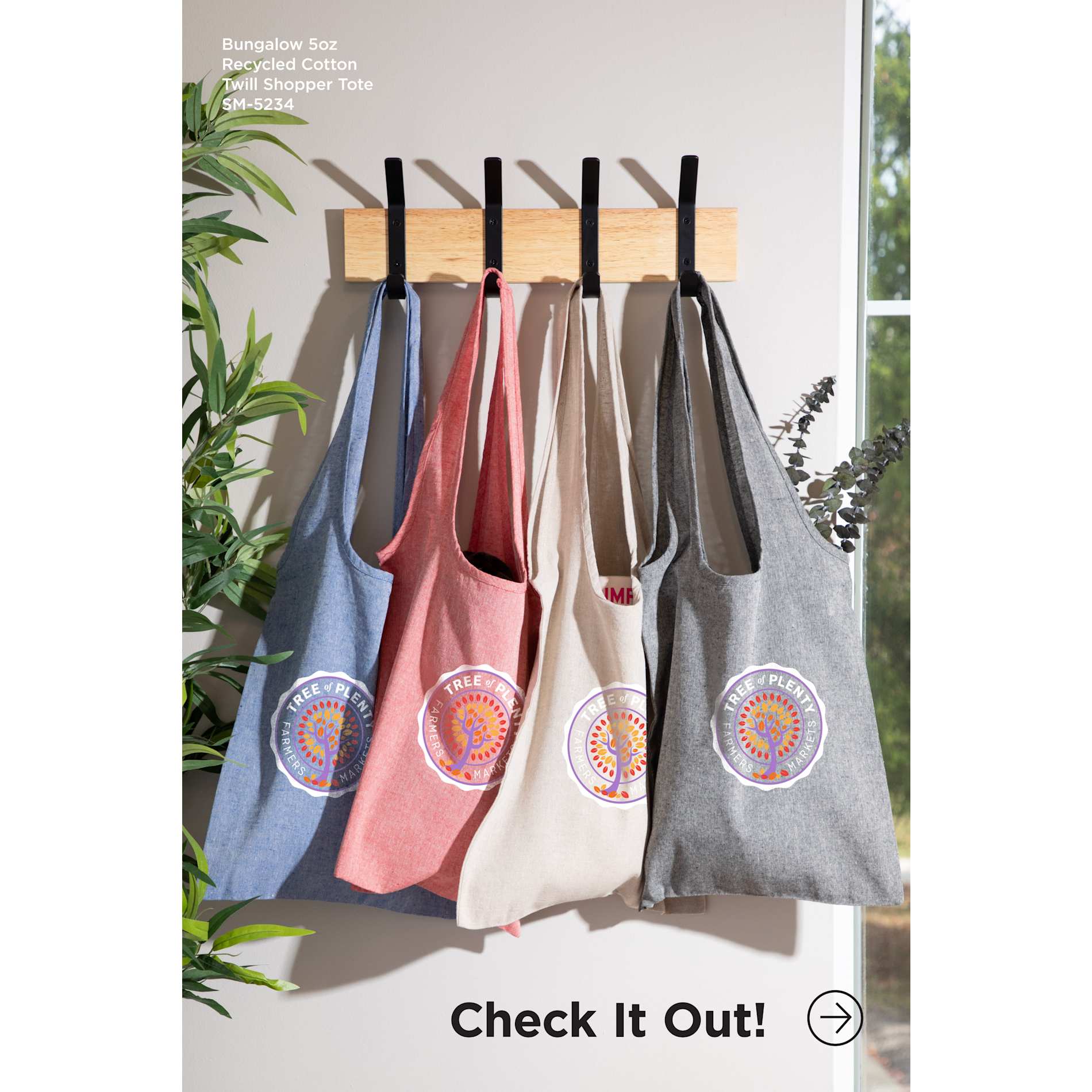 Recycled 5oz Cotton Twill Shopper Tote - Etchified - Etchified - SM-5234RD