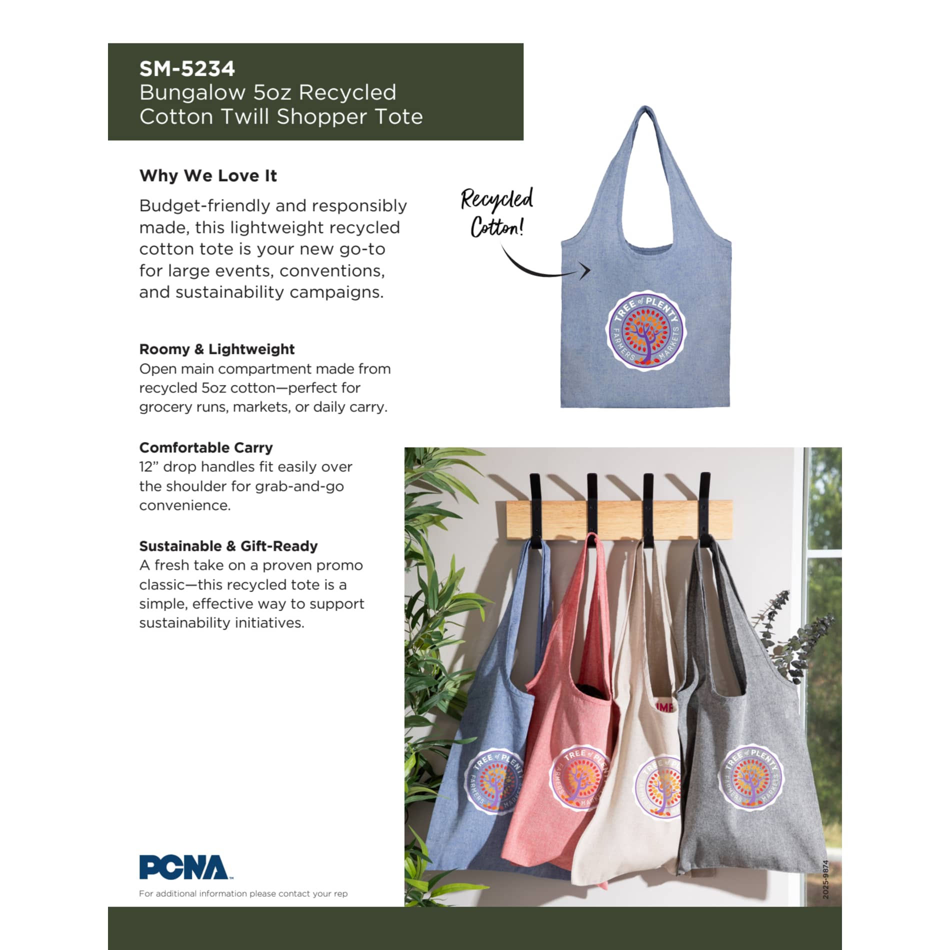 Recycled 5oz Cotton Twill Shopper Tote - Etchified - Etchified - SM-5234RD