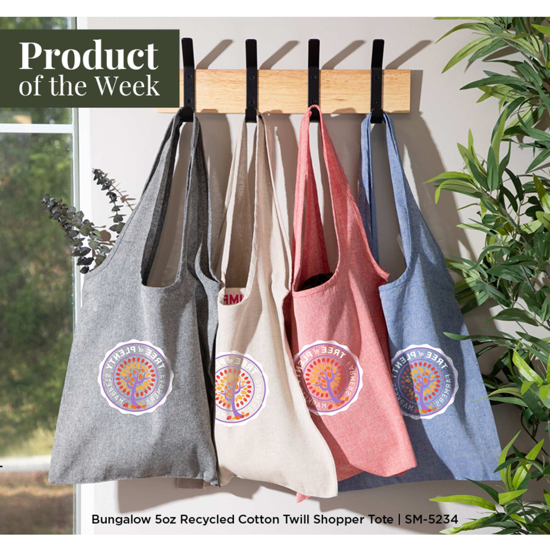Recycled 5oz Cotton Twill Shopper Tote - Etchified - Etchified - SM-5234RD