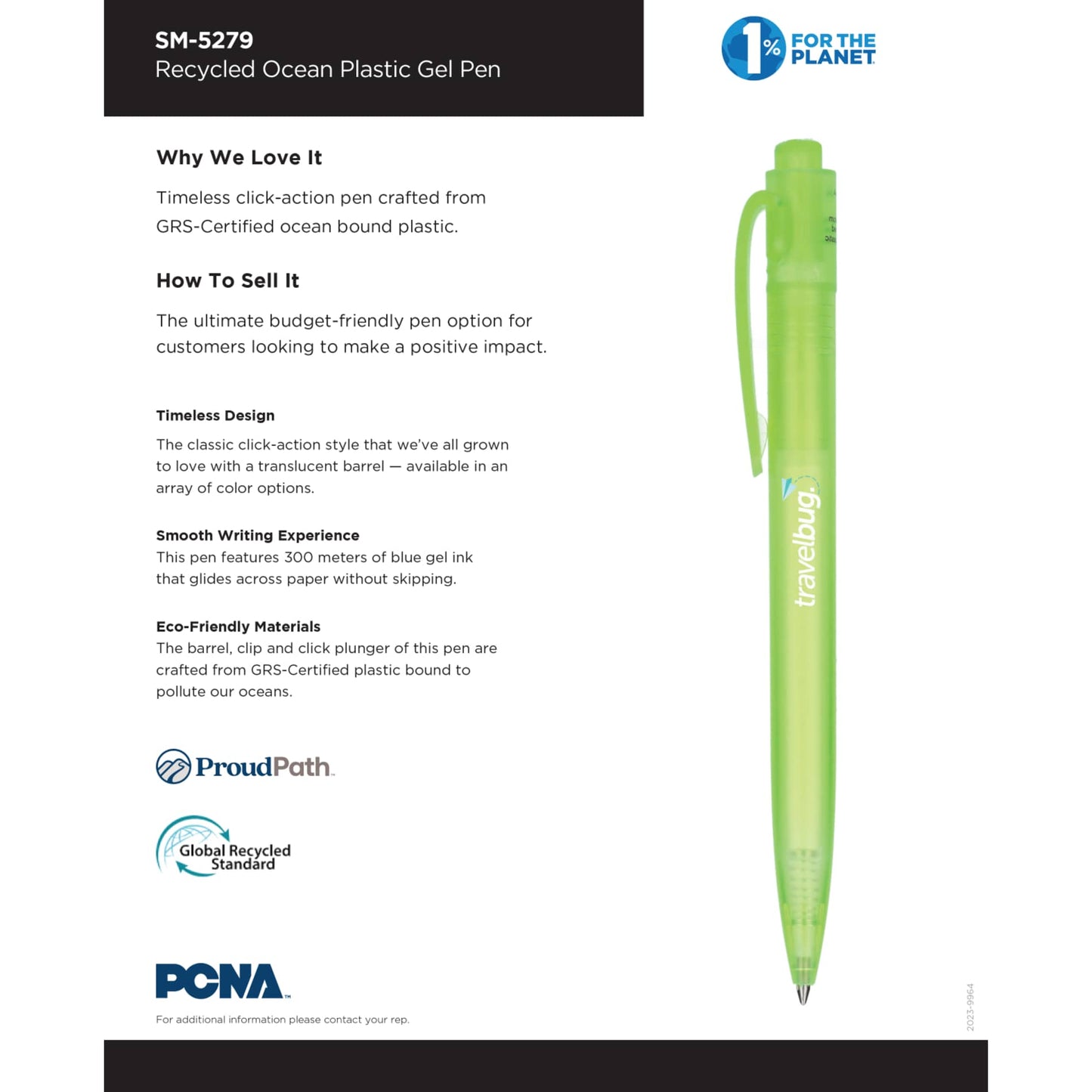 Recycled Ocean Plastic Gel Pen - Etchified - Etchified - SM-5279GR