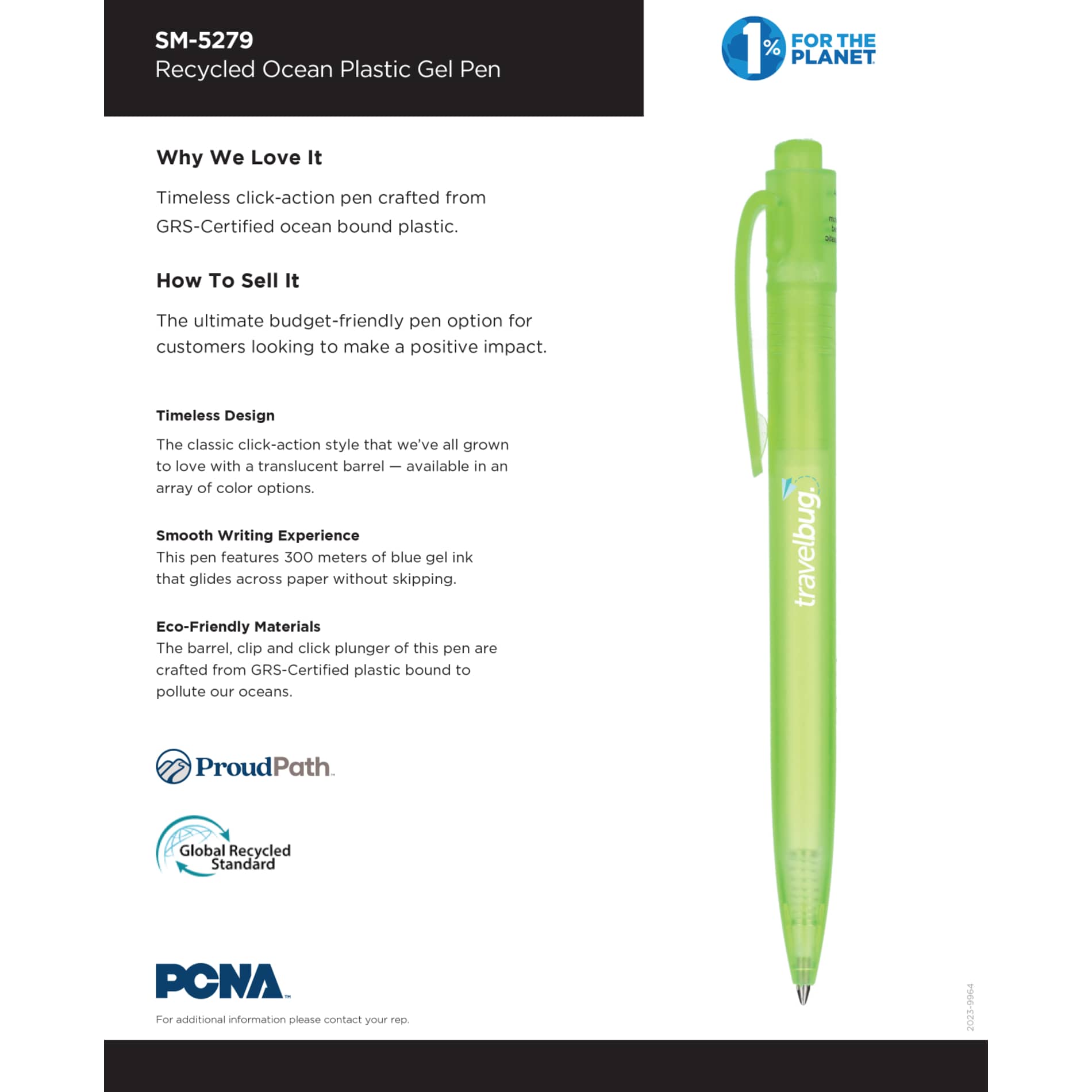 Recycled Ocean Plastic Gel Pen - Etchified - Etchified - SM-5279GR