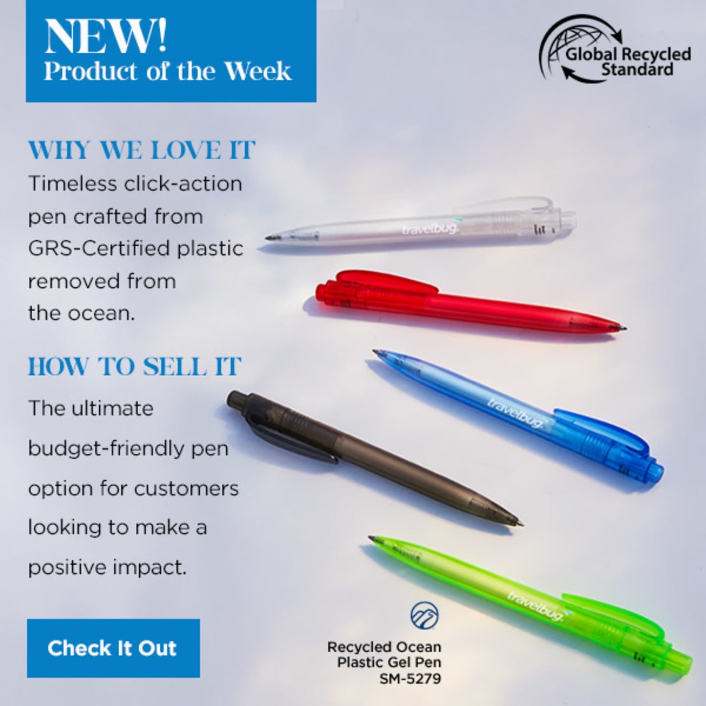 Recycled Ocean Plastic Gel Pen - Etchified - Etchified - SM-5279GR