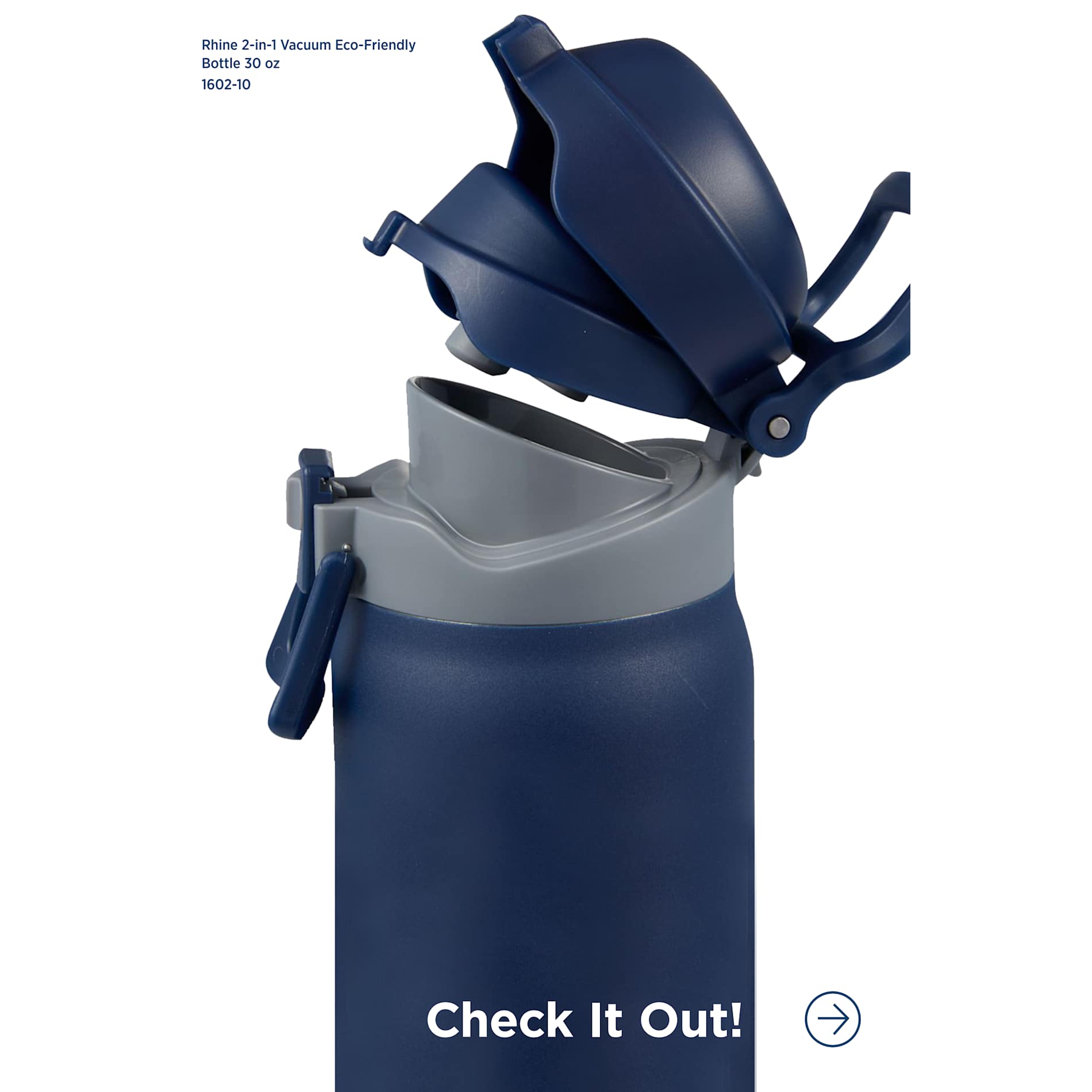 Rhine 2 in 1 Vacuum Eco - Friendly Bottle 30oz - Etchified - GearOne - 1602 - 10BK