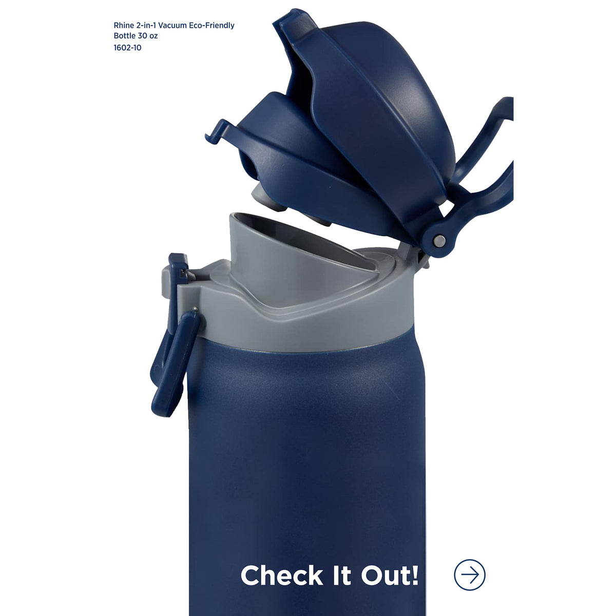 Rhine 2 in 1 Vacuum Eco - Friendly Bottle 30oz - Etchified - GearOne - 1602 - 10BK
