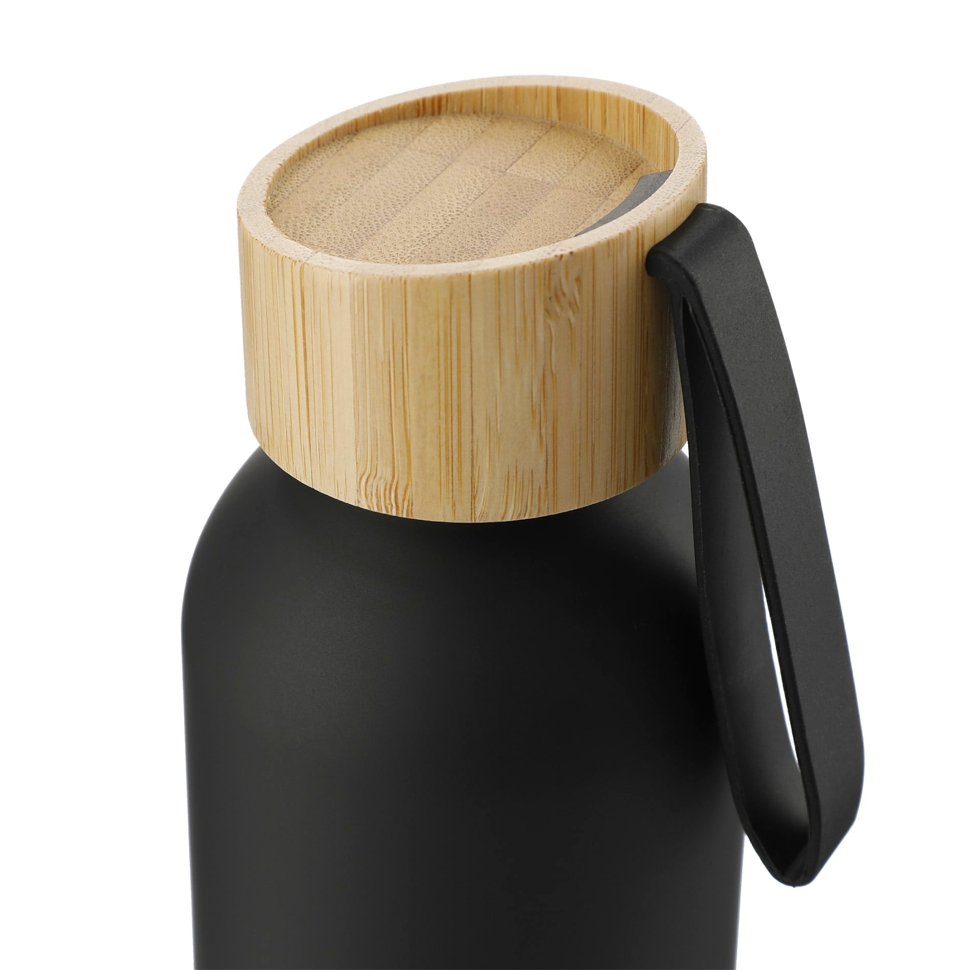 Ryze Aluminum Bottle 22 oz w/ FSC® 100% Bamboo Lid - Etchified - Etchified - SM-6928BK