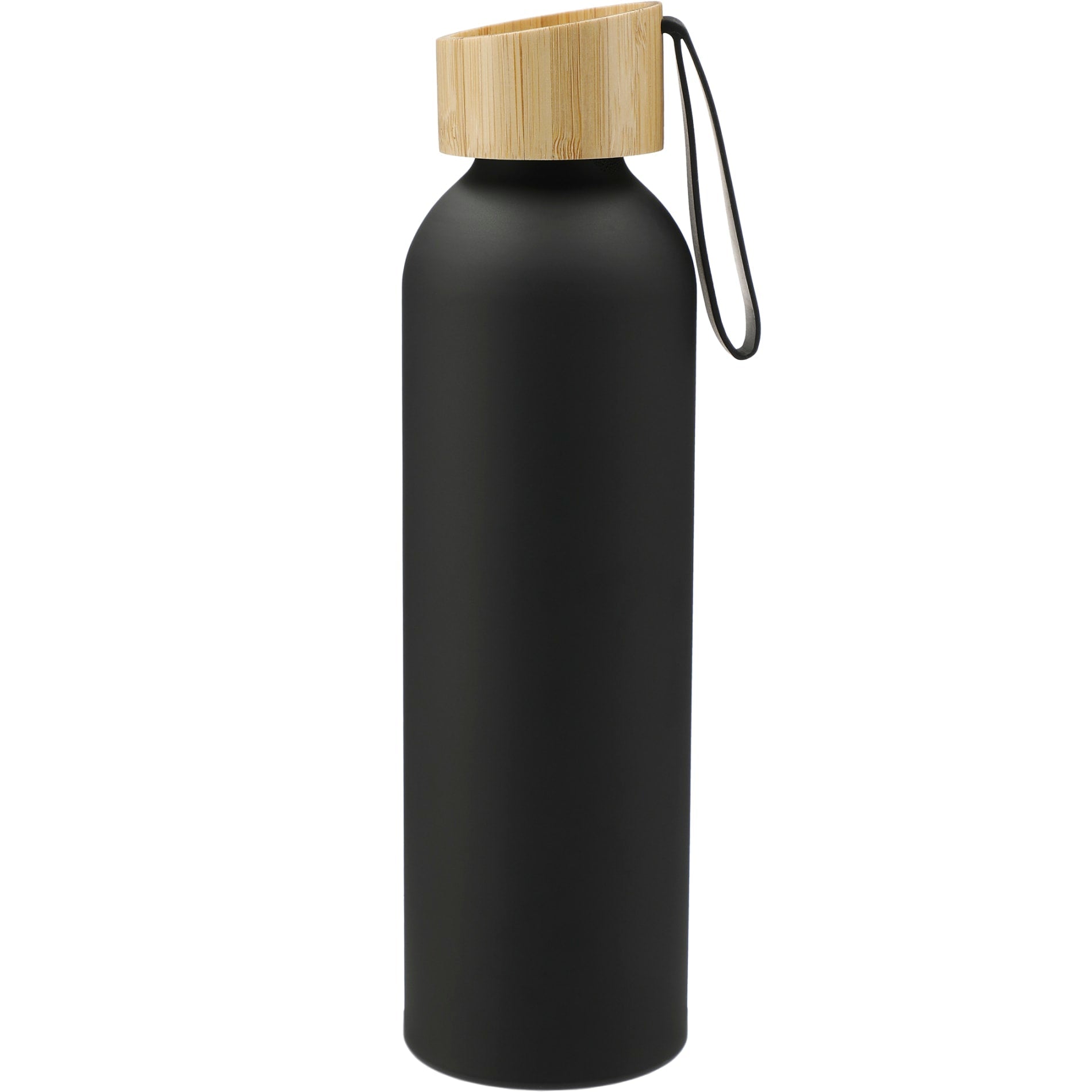 Ryze Aluminum Bottle 22 oz w/ FSC® 100% Bamboo Lid - Etchified - Etchified - SM-6928BK