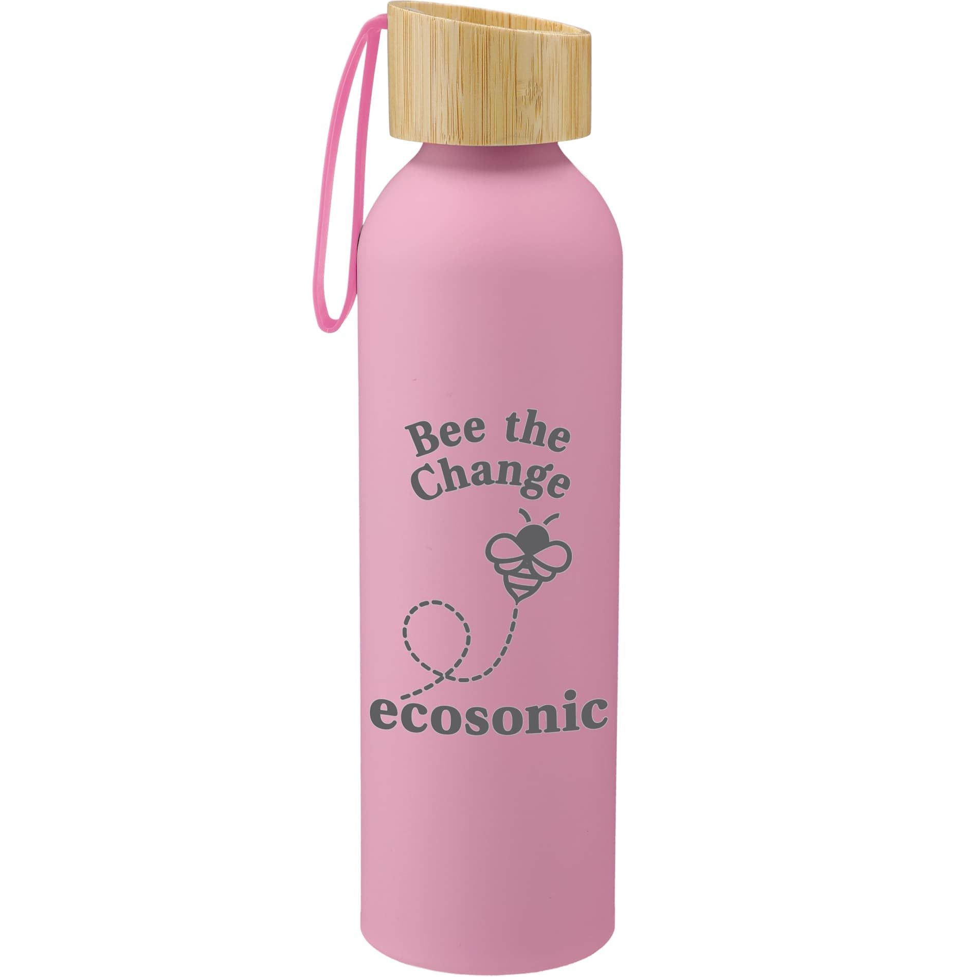 Ryze Aluminum Bottle 22 oz w/ FSC® 100% Bamboo Lid - Etchified - Etchified - SM-6928BK