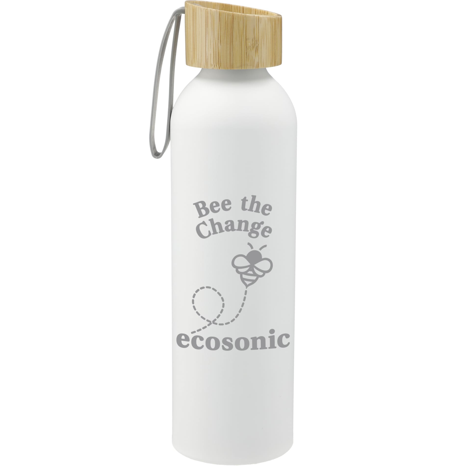 Ryze Aluminum Bottle 22 oz w/ FSC® 100% Bamboo Lid - Etchified - Etchified - SM-6928WH