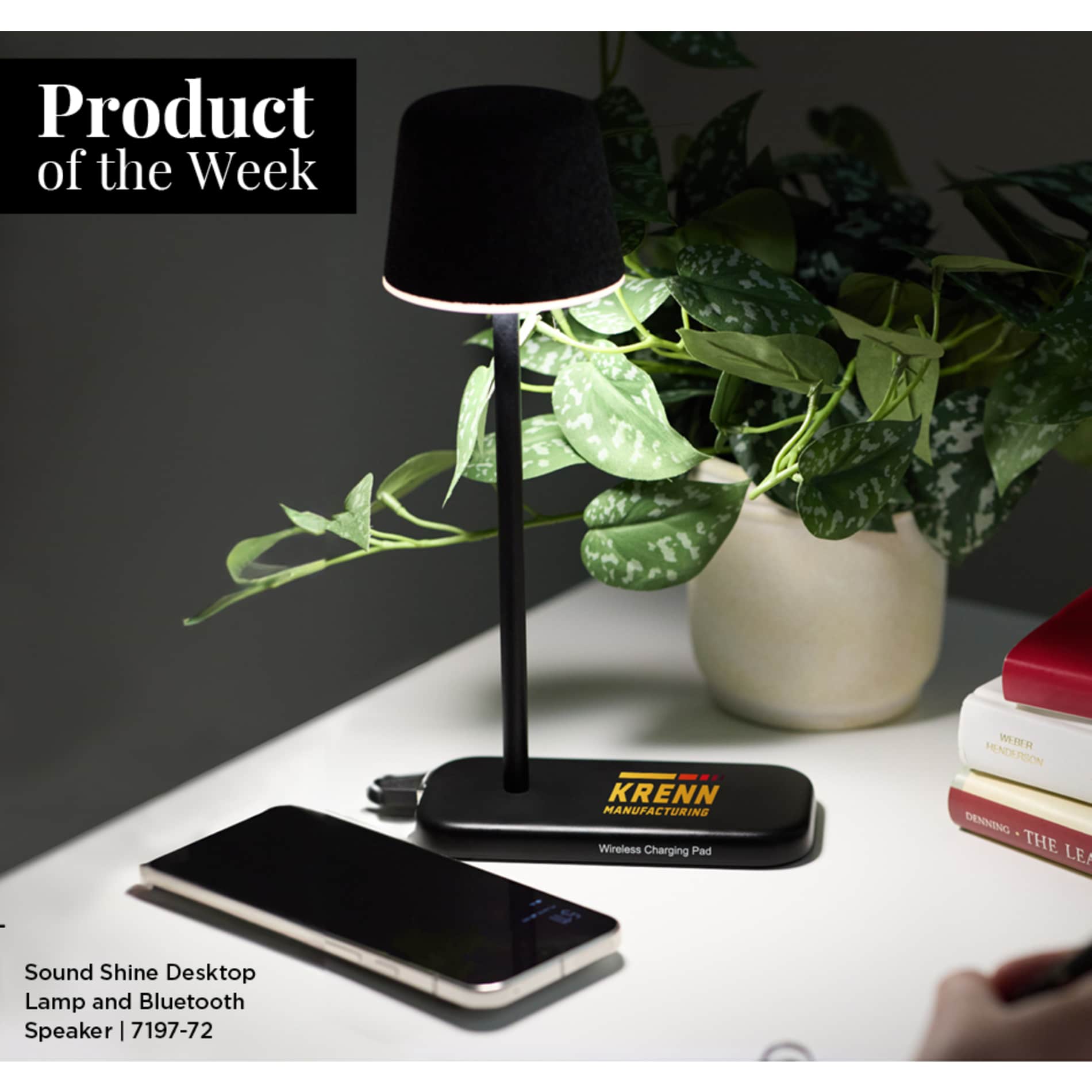 Sound Shine Desktop Lamp and Bluetooth Speaker - Etchified - PCNA (Leed's/Bullet/Trimark) - 7197-72BK