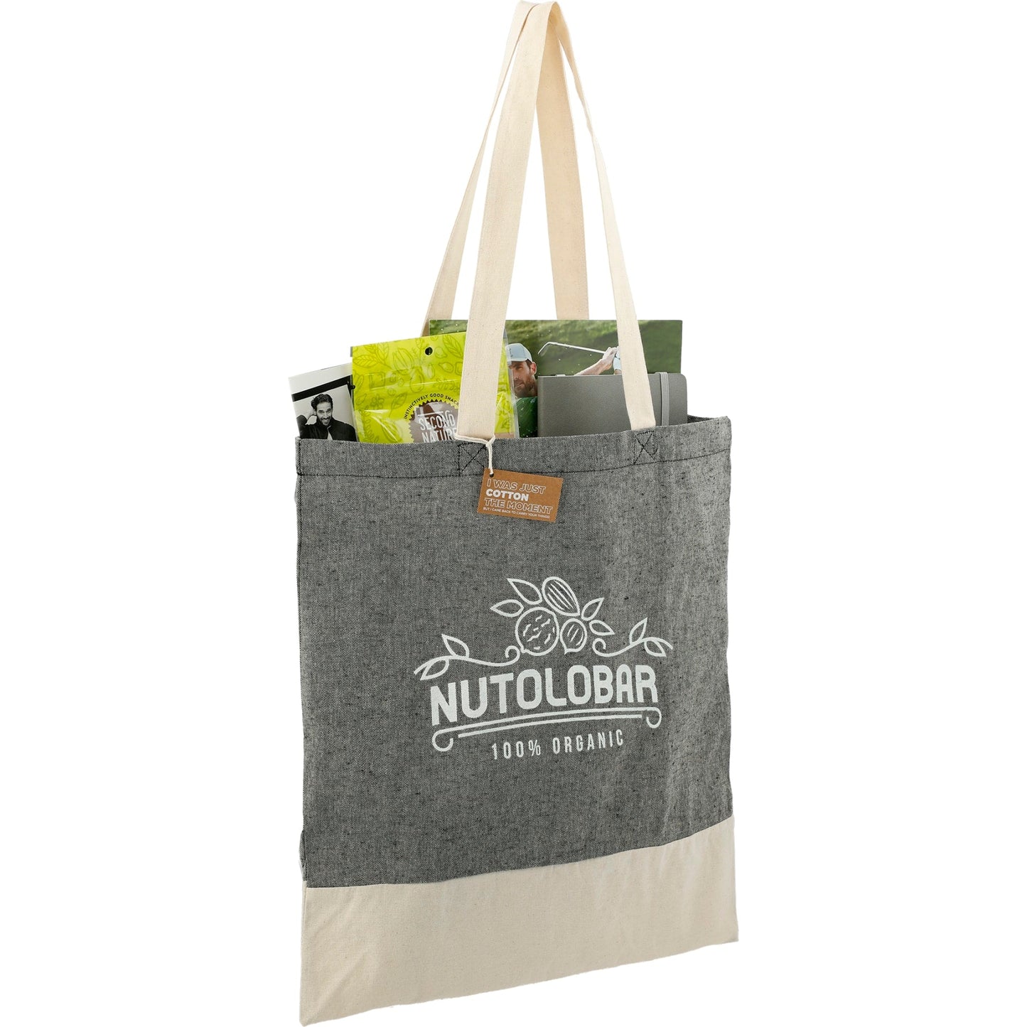 Split Recycled 5oz Cotton Twill Convention Tote - Etchified - Etchified - 7901-08BK