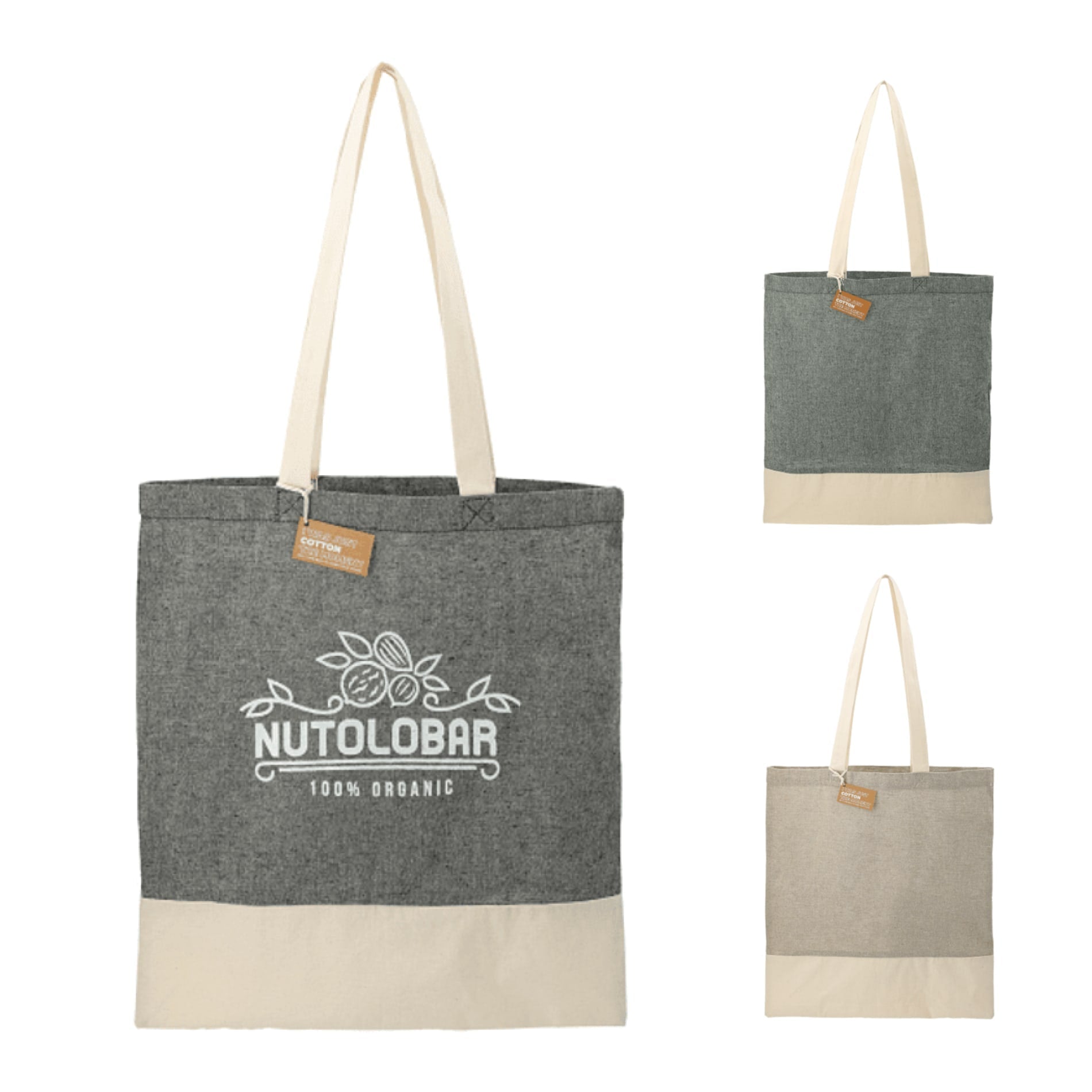 Split Recycled 5oz Cotton Twill Convention Tote - Etchified - Etchified - 7901-08BK