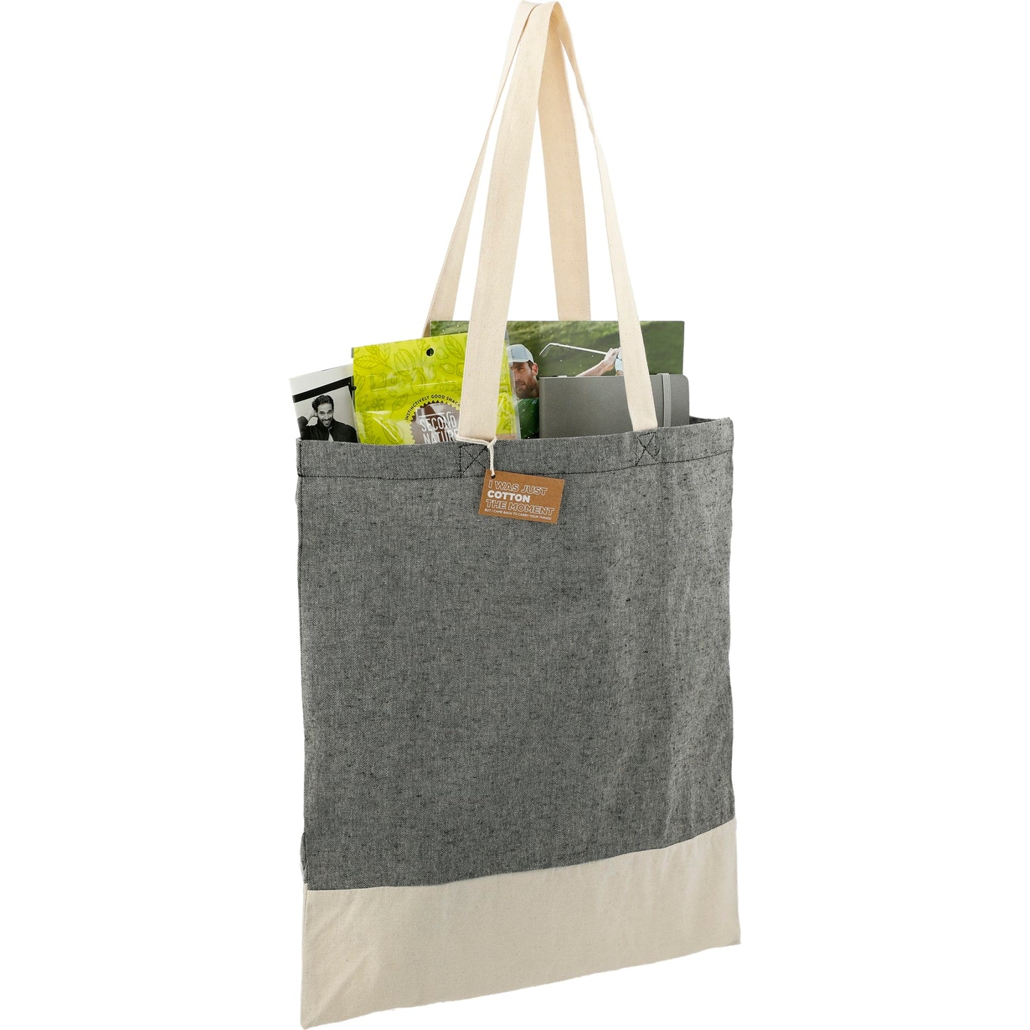 Split Recycled 5oz Cotton Twill Convention Tote - Etchified - Etchified - 7901-08BK