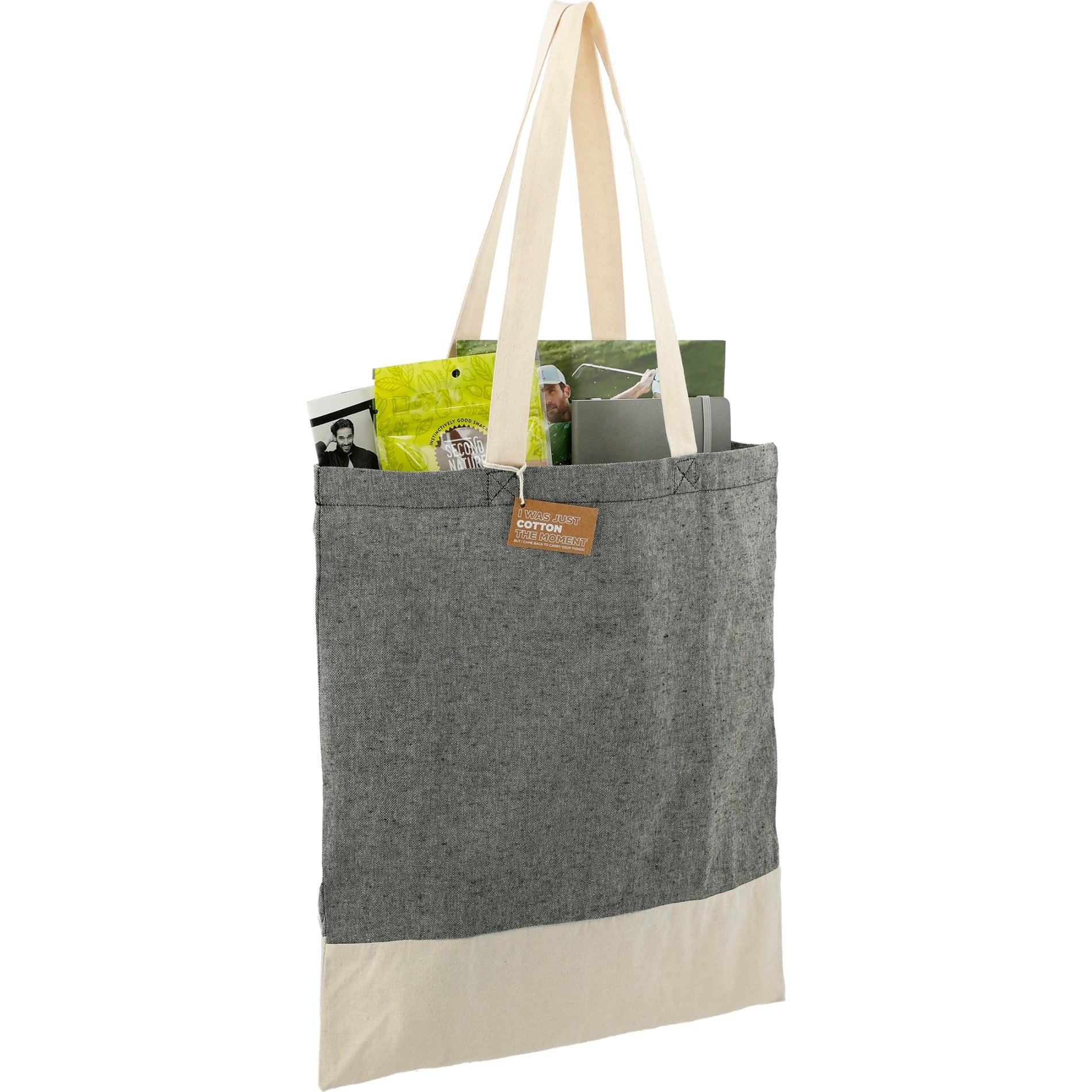 Split Recycled 5oz Cotton Twill Convention Tote - Etchified - Etchified - 7901-08BK
