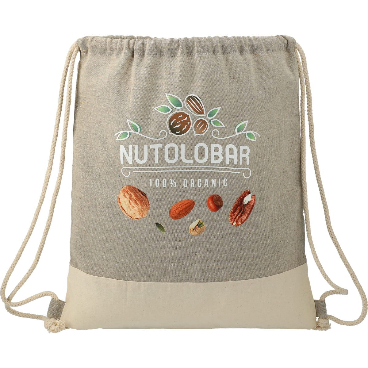 Split Recycled Cotton Drawstring Bag - Etchified - Etchified - 3005-73NTGY