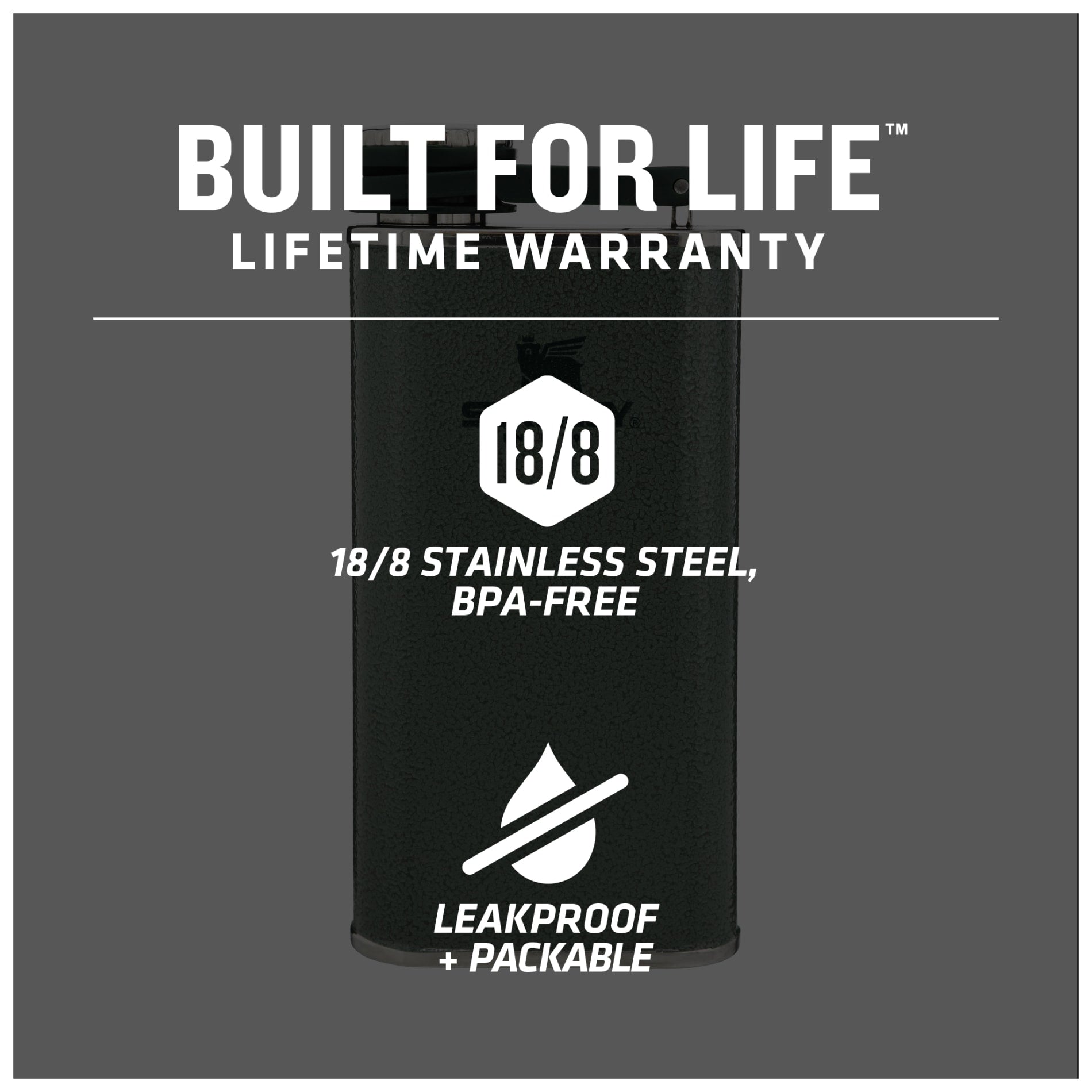Stanley® Easy Fill Wide Mouth Flask 8oz - Etchified - STANLEY® - 1603 - 05BK