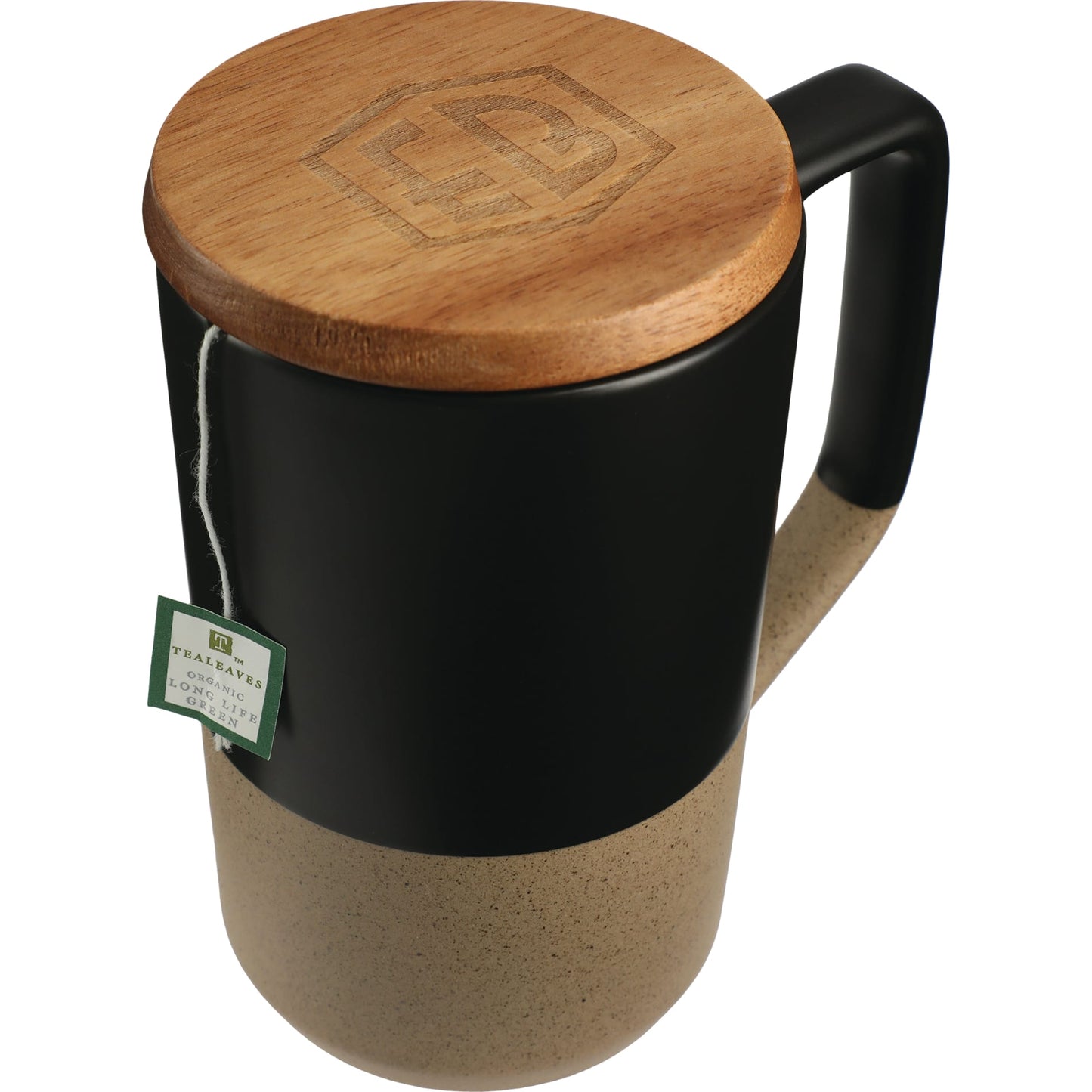 Tahoe Tea & Coffee Ceramic Mug with Wood Lid 16oz - Etchified - Etchified - 1626-35WH