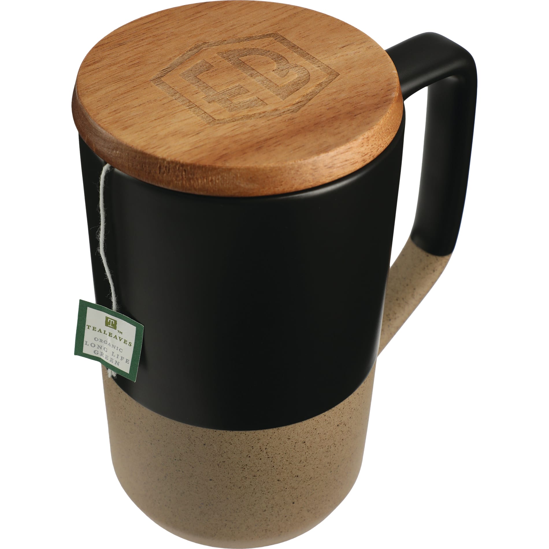 Tahoe Tea & Coffee Ceramic Mug with Wood Lid 16oz - Etchified - Etchified - 1626-35WH