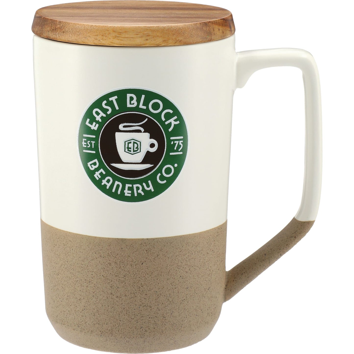 Tahoe Tea & Coffee Ceramic Mug with Wood Lid 16oz - Etchified - Etchified - 1626-35WH