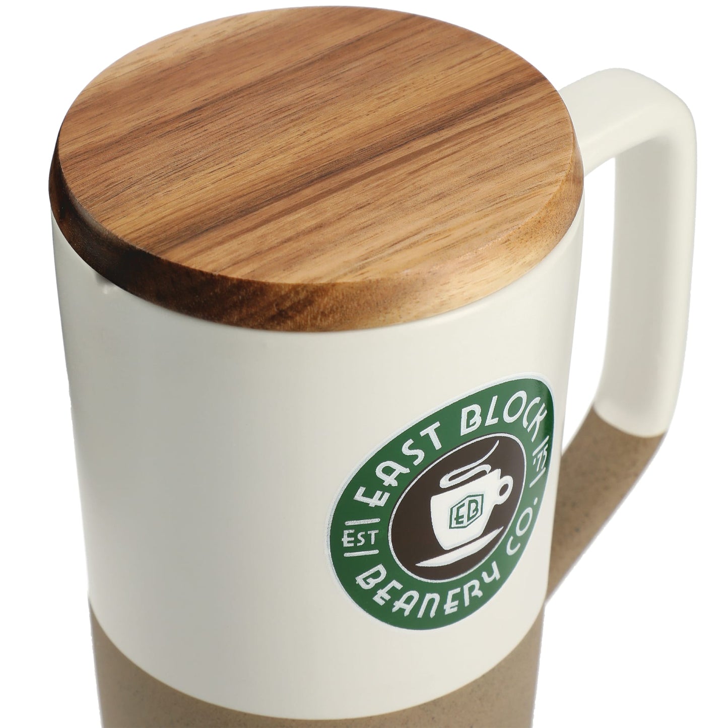 Tahoe Tea & Coffee Ceramic Mug with Wood Lid 16oz - Etchified - Etchified - 1626-35WH