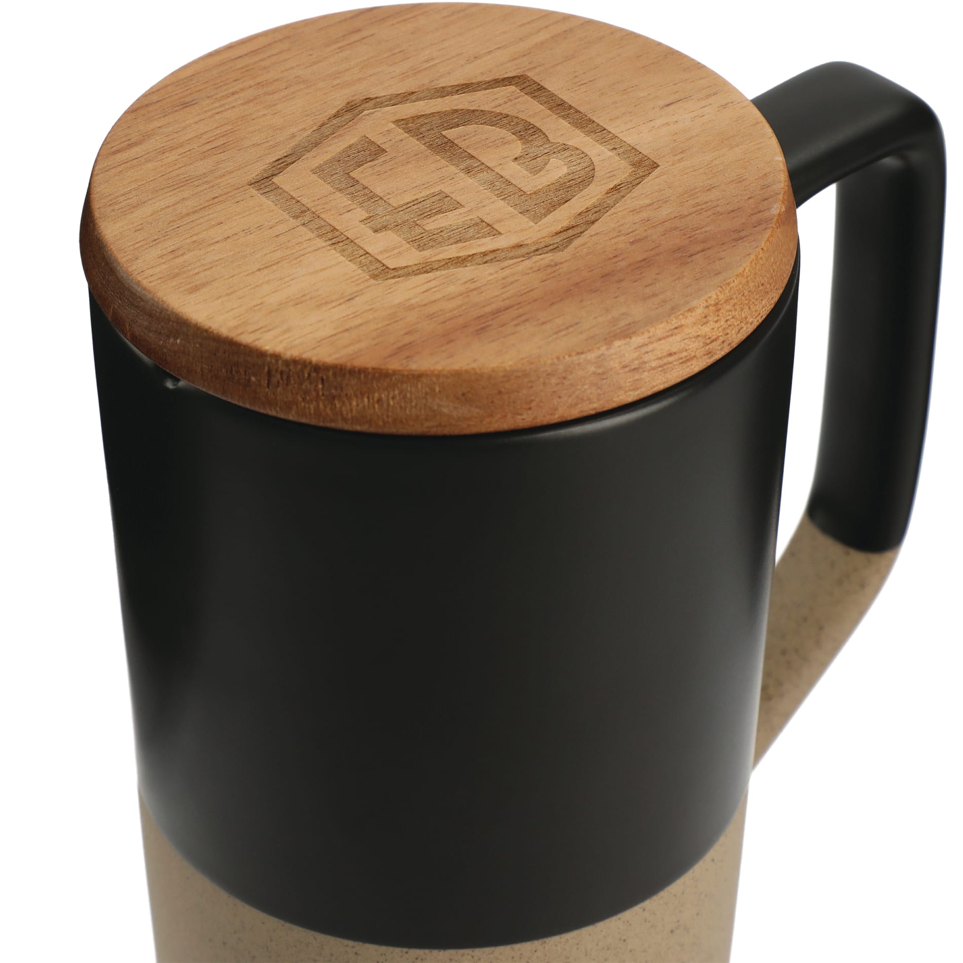 Tahoe Tea & Coffee Ceramic Mug with Wood Lid 16oz - Etchified - Etchified - 1626-35WH