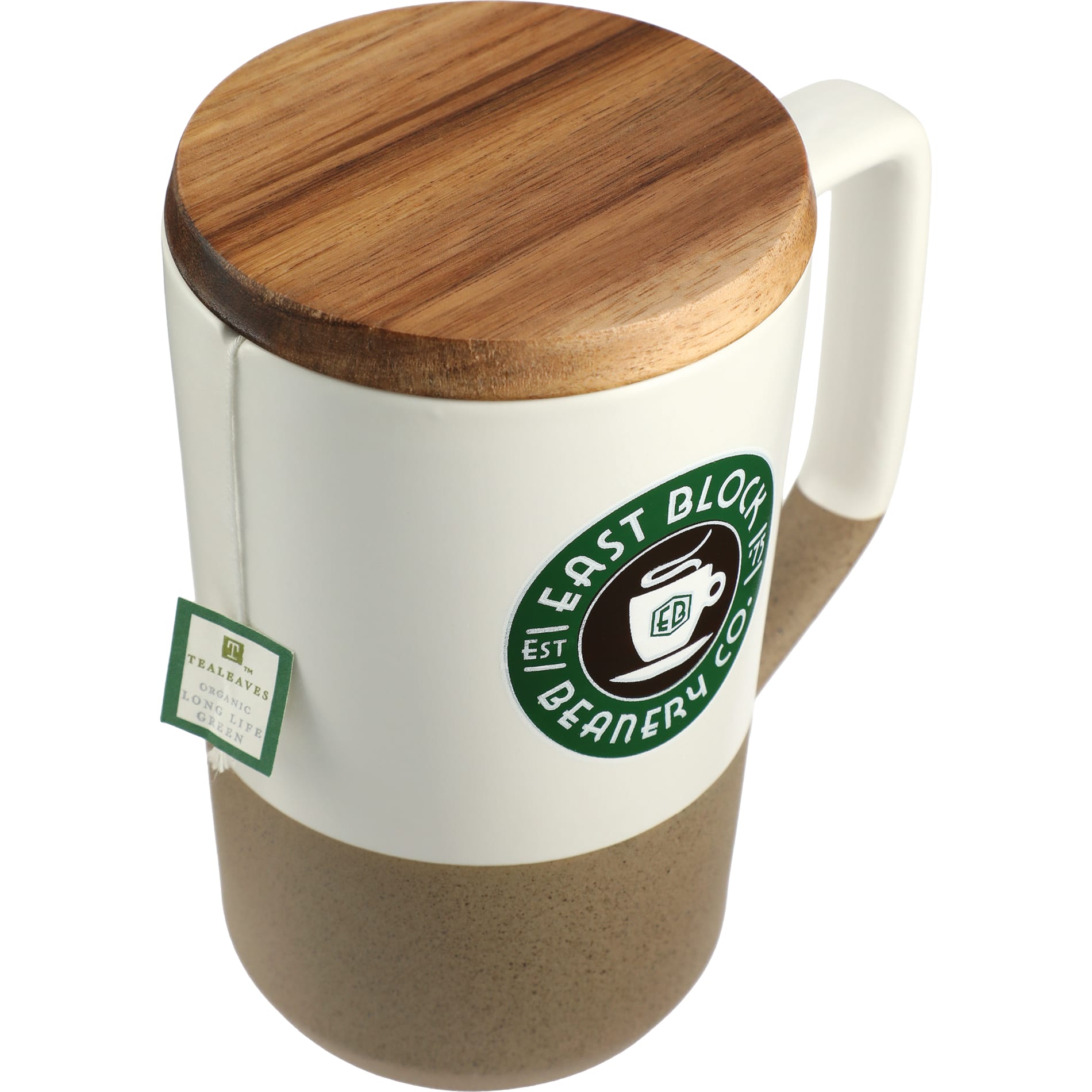 Tahoe Tea & Coffee Ceramic Mug with Wood Lid 16oz - Etchified - Etchified - 1626-35WH