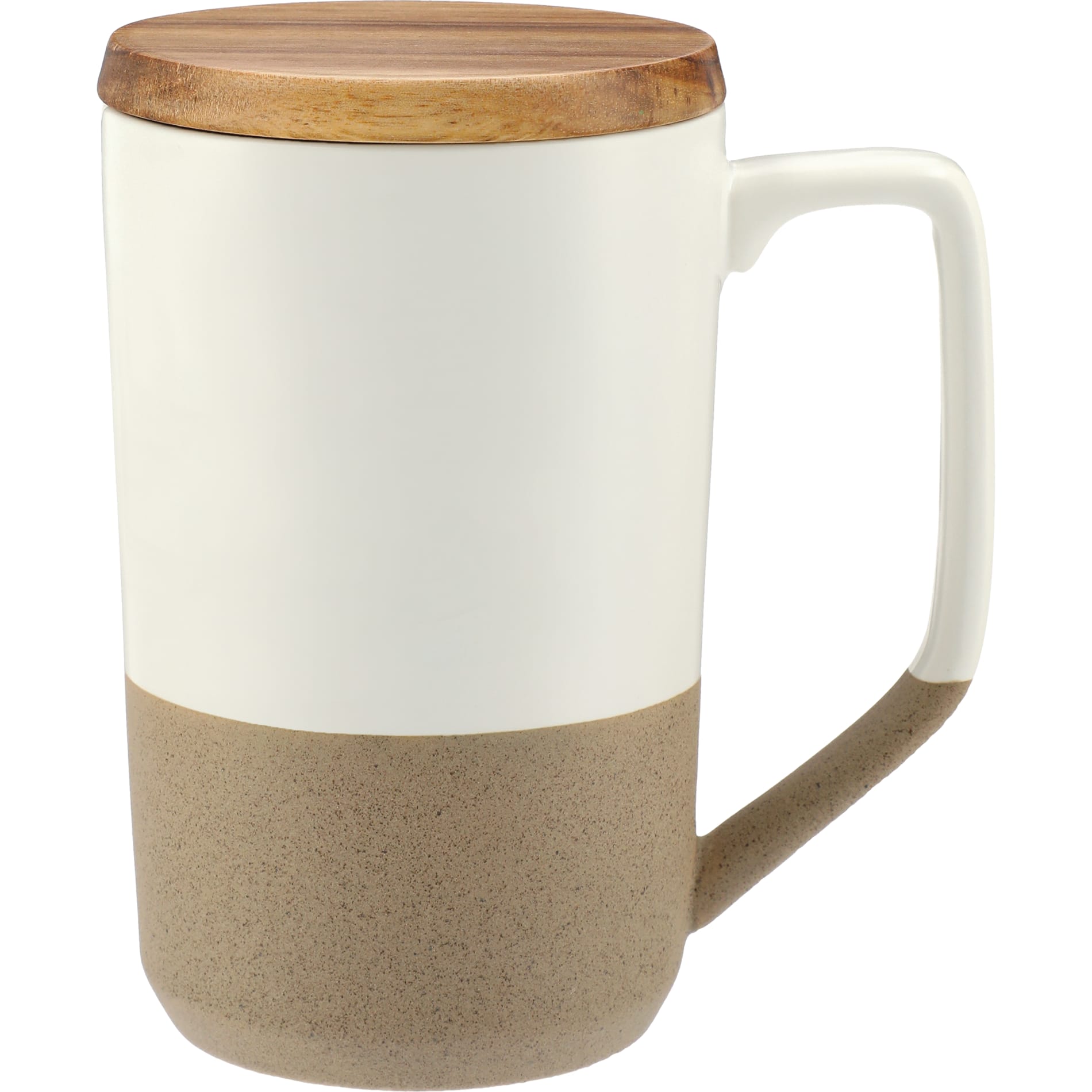 Tahoe Tea & Coffee Ceramic Mug with Wood Lid 16oz - Etchified - Etchified - 1626-35WH