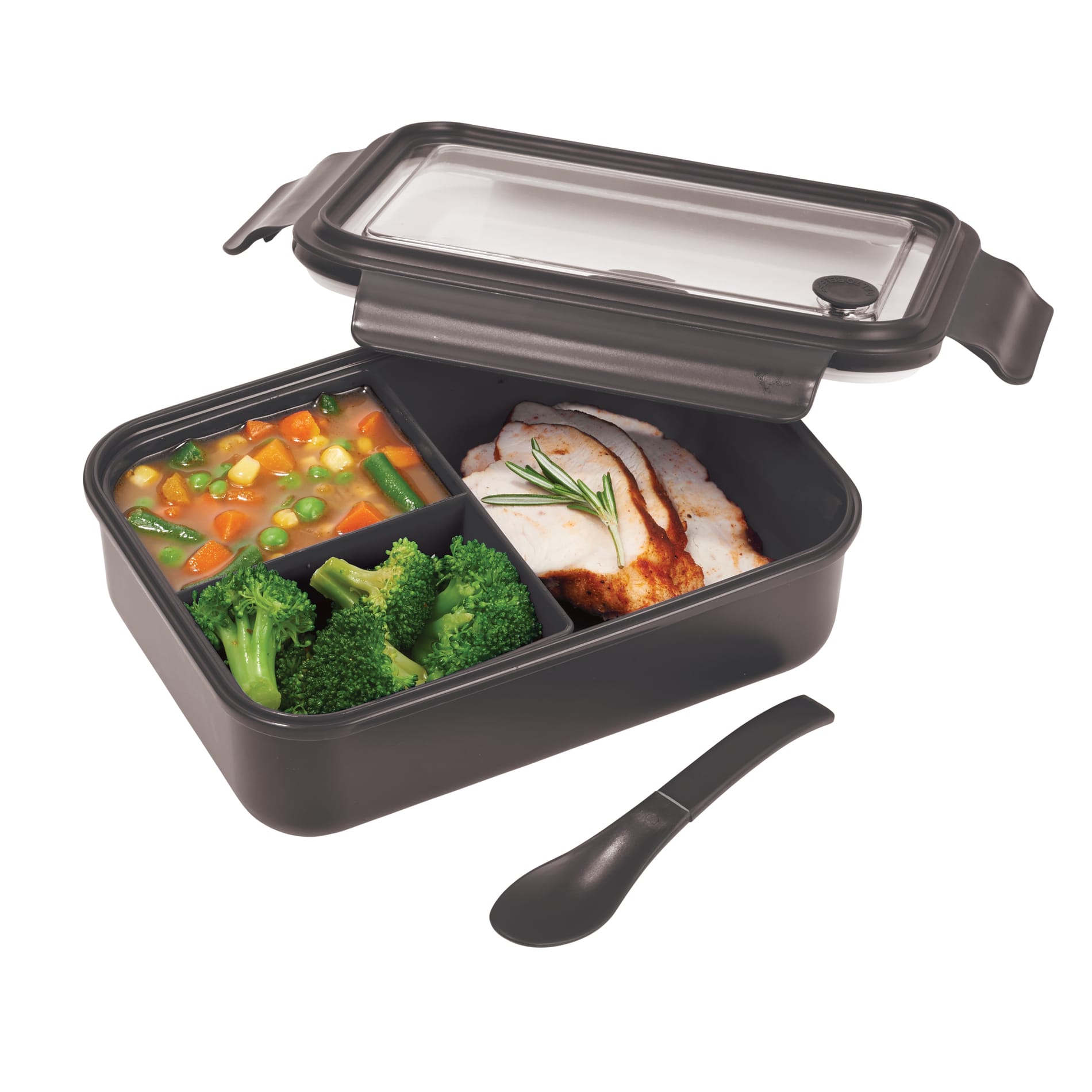 Three Compartment Food Storage Bento Box - Etchified - Etchified - 1031-56BL