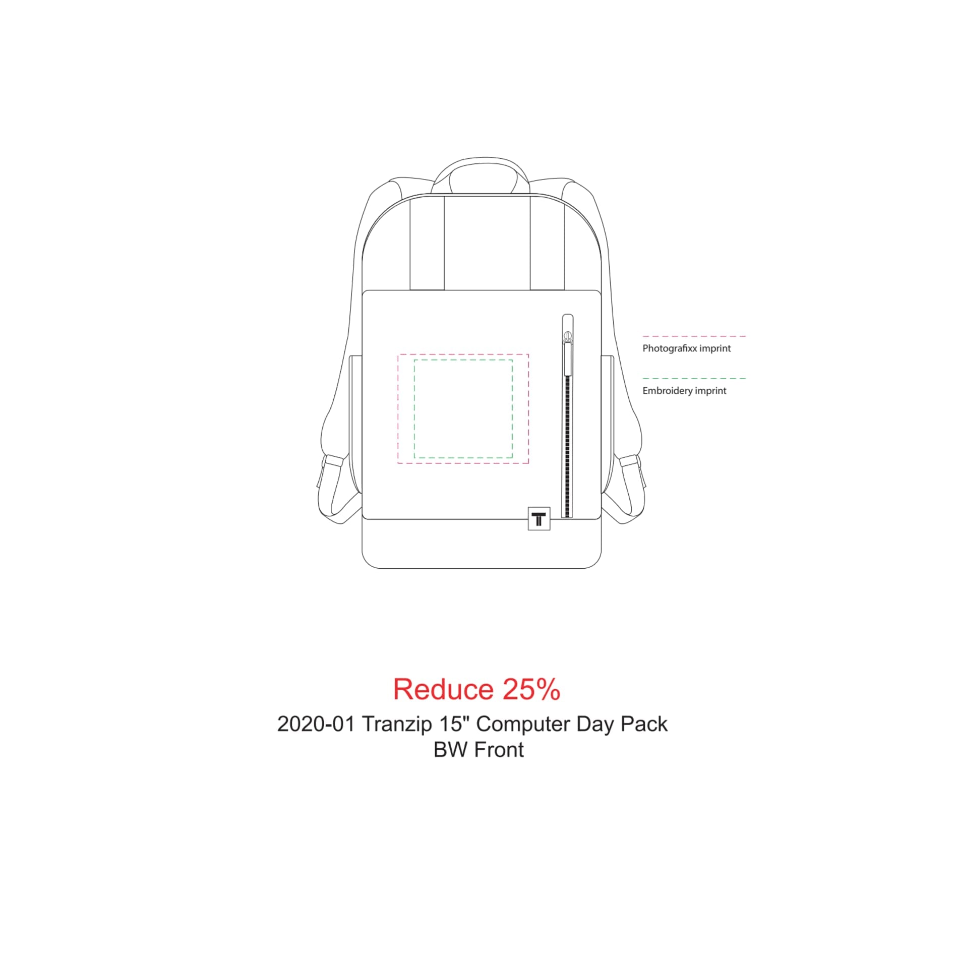 Tranzip 15" Computer Day Pack - Etchified - Etchified - 2020-01BK