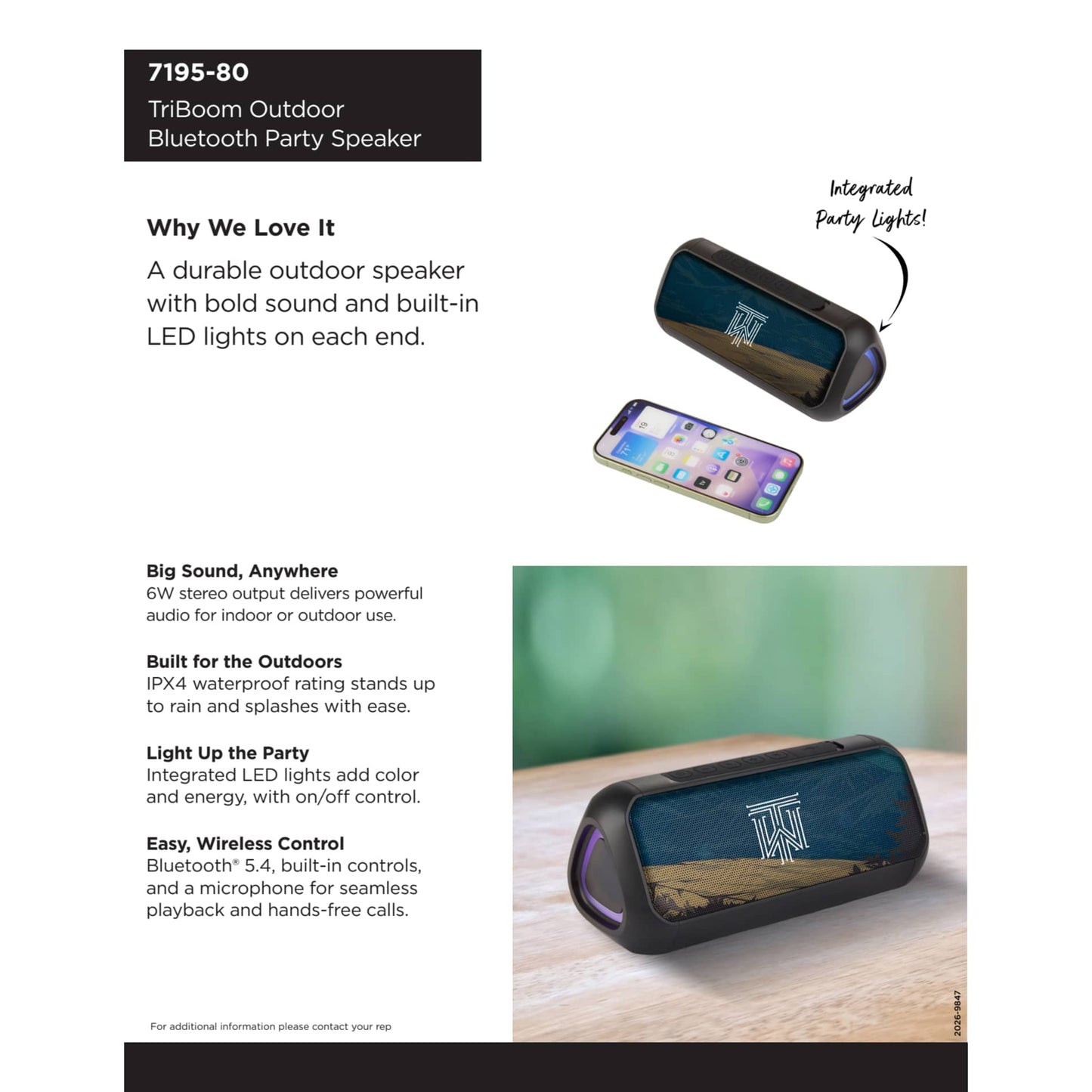 TriBoom Outdoor Bluetooth Speaker - Etchified - Etchified - 7195-80BK