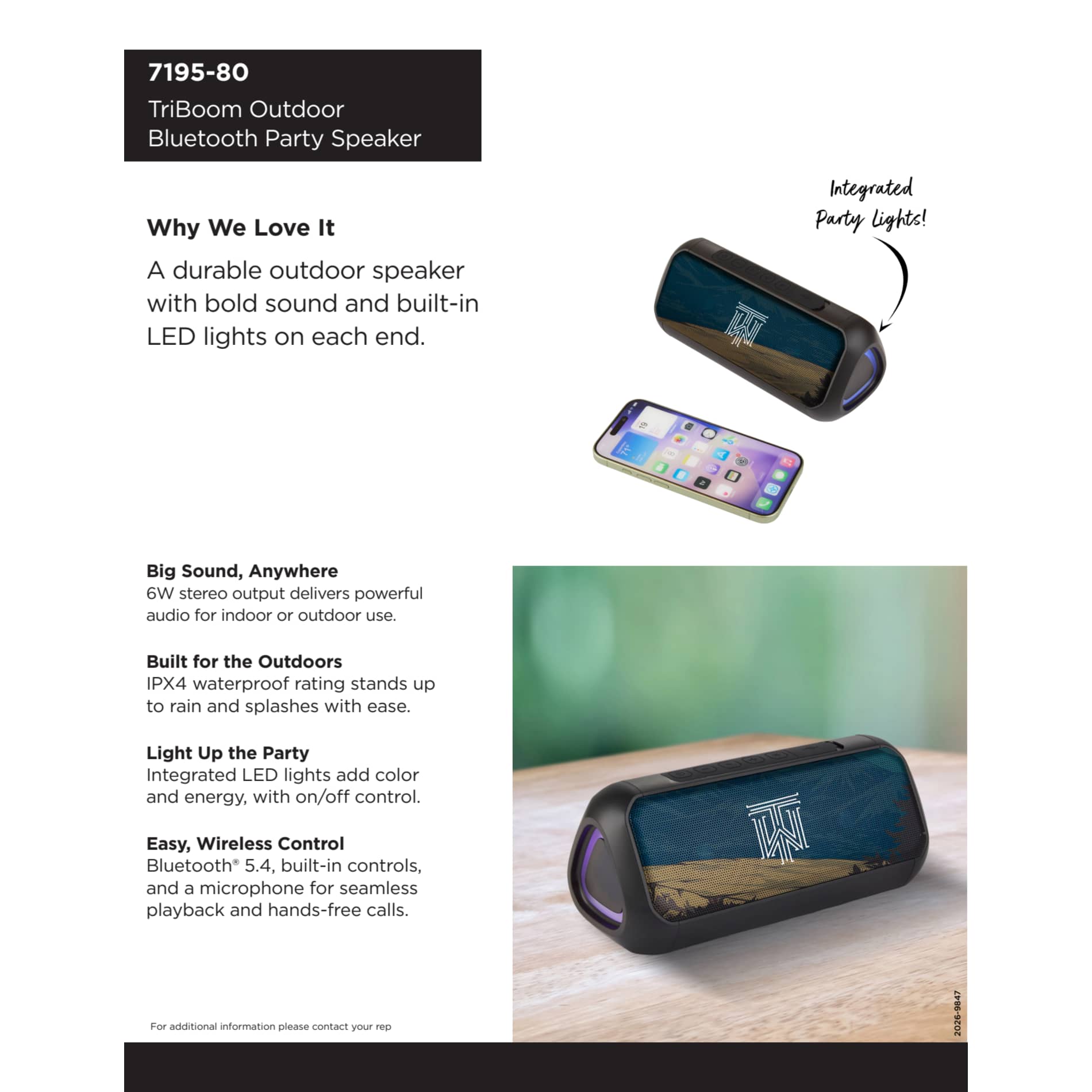 TriBoom Outdoor Bluetooth Speaker - Etchified - Etchified - 7195-80BK