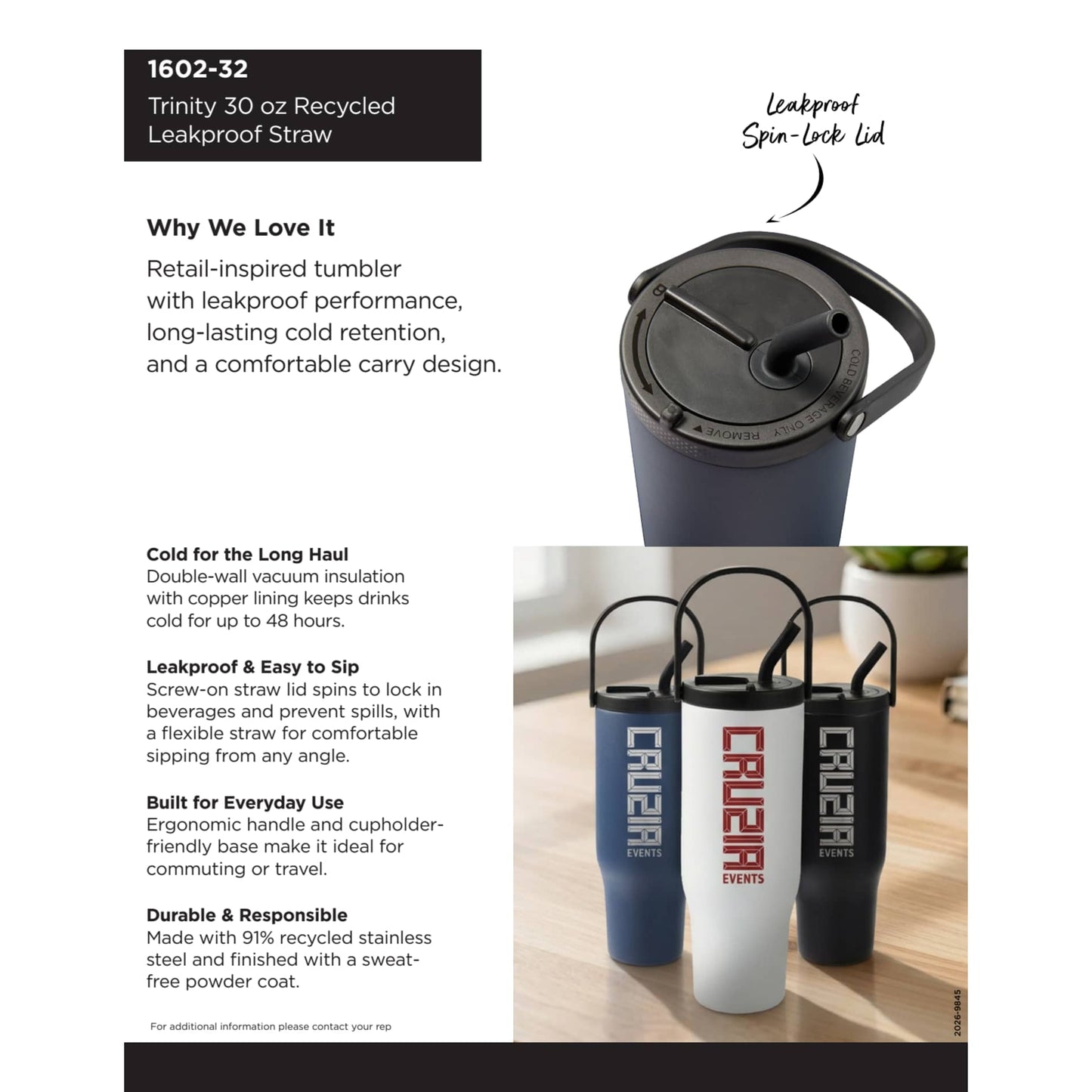 Trinity Recycled Straw Leak proof Tumbler 30oz - Etchified - Etchified - 1602-32NY
