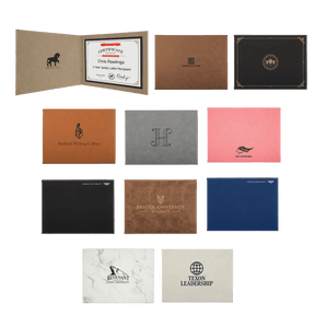 White Laserable Leatherette Certificate Holder 9" x 12" - Etchified - GearOne - CH113