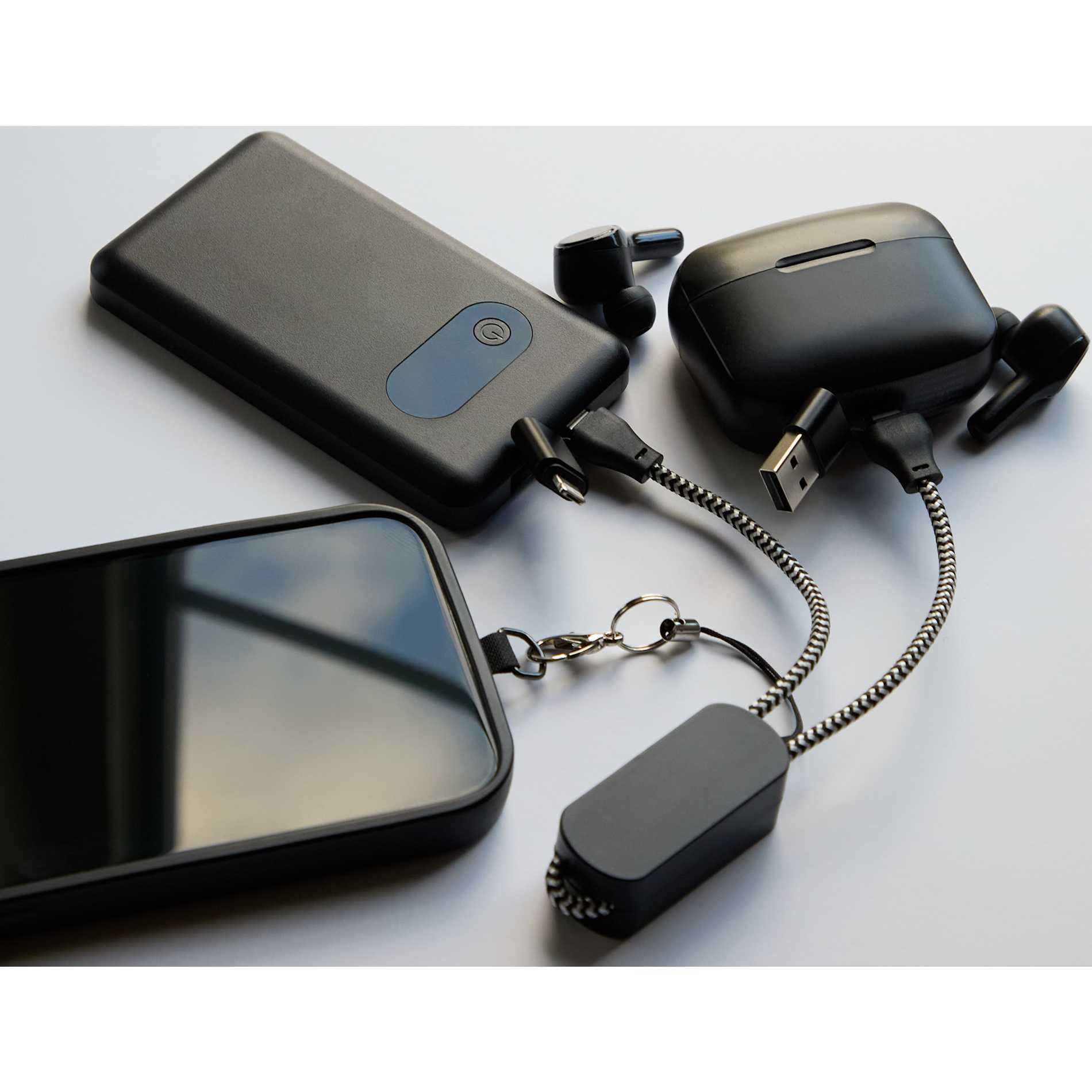 Wrist Link 5 - in - 1 65W PD Charging Cable Lanyard - Etchified - Etchified - 7143-90BKSL