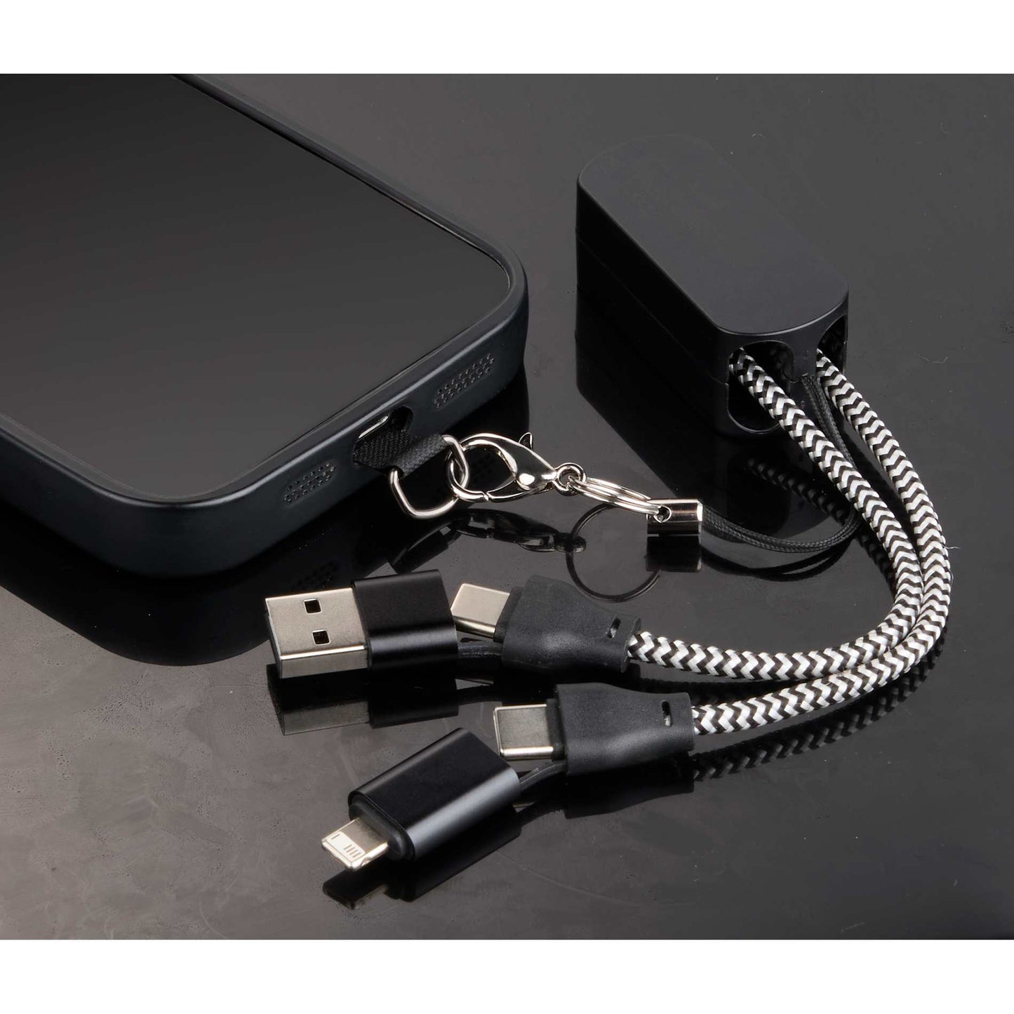 Wrist Link 5 - in - 1 65W PD Charging Cable Lanyard - Etchified - Etchified - 7143-90BKSL
