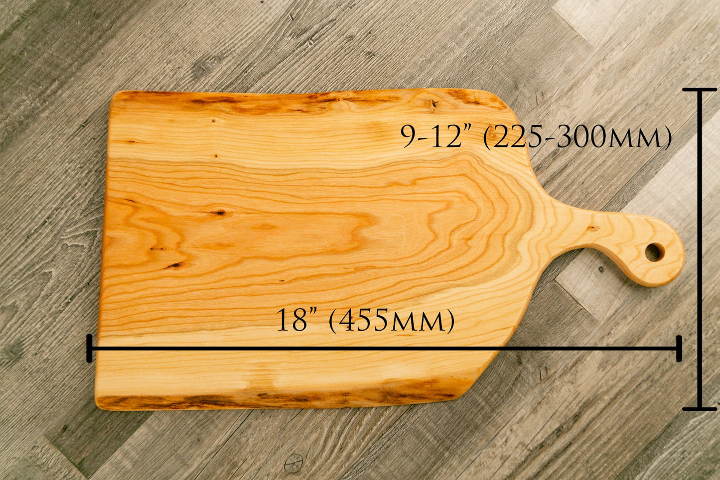 Live-Edge Cherry Artisan Charcuterie/Serving board - 9-12"x 18" with Handle - Etchified-Etchified-2524