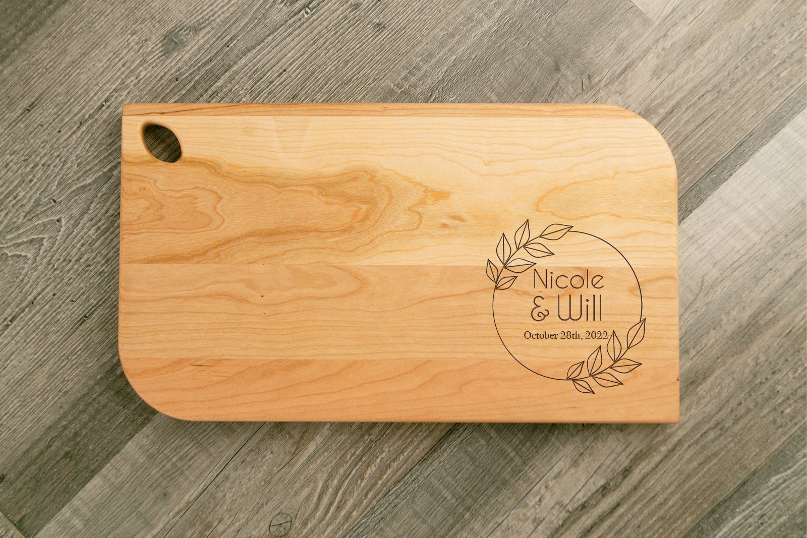 Maple Charcuterie / Serving Board - 8"x14" with Cutout - Etchified-Etchified-0022