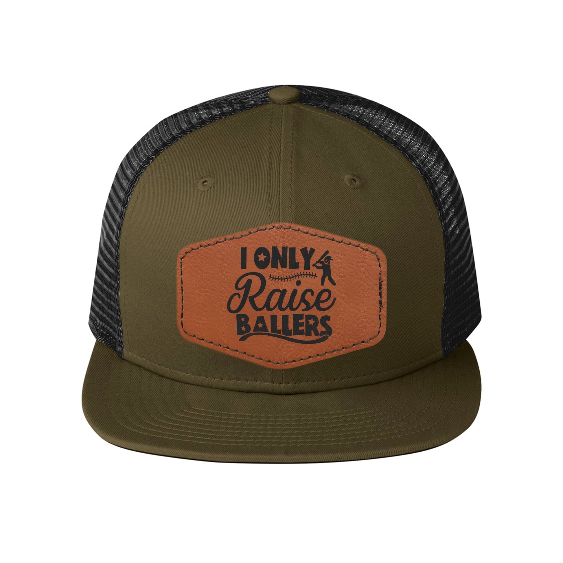 New Era Snapback Trucker Cap with Vegan Leather Hex Patch (NE403) - Etchified-Etchified-