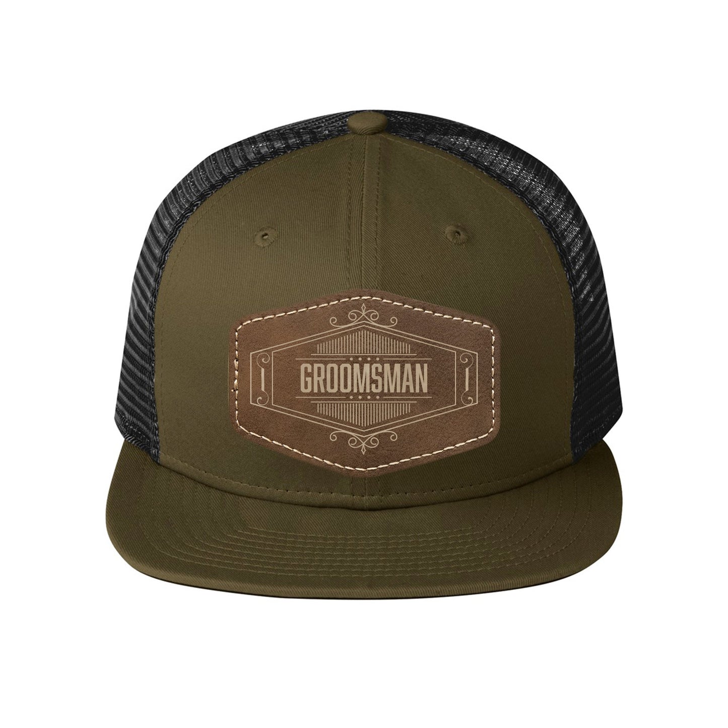 New Era Snapback Trucker Cap with Vegan Leather Hex Patch (NE403) - Etchified-Etchified-