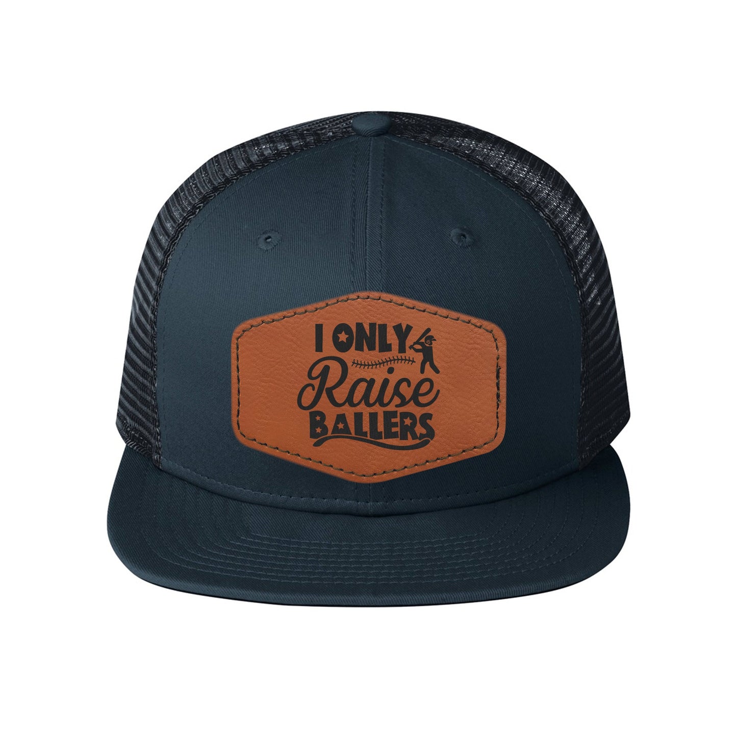 New Era Snapback Trucker Cap with Vegan Leather Hex Patch (NE403) - Etchified-Etchified-