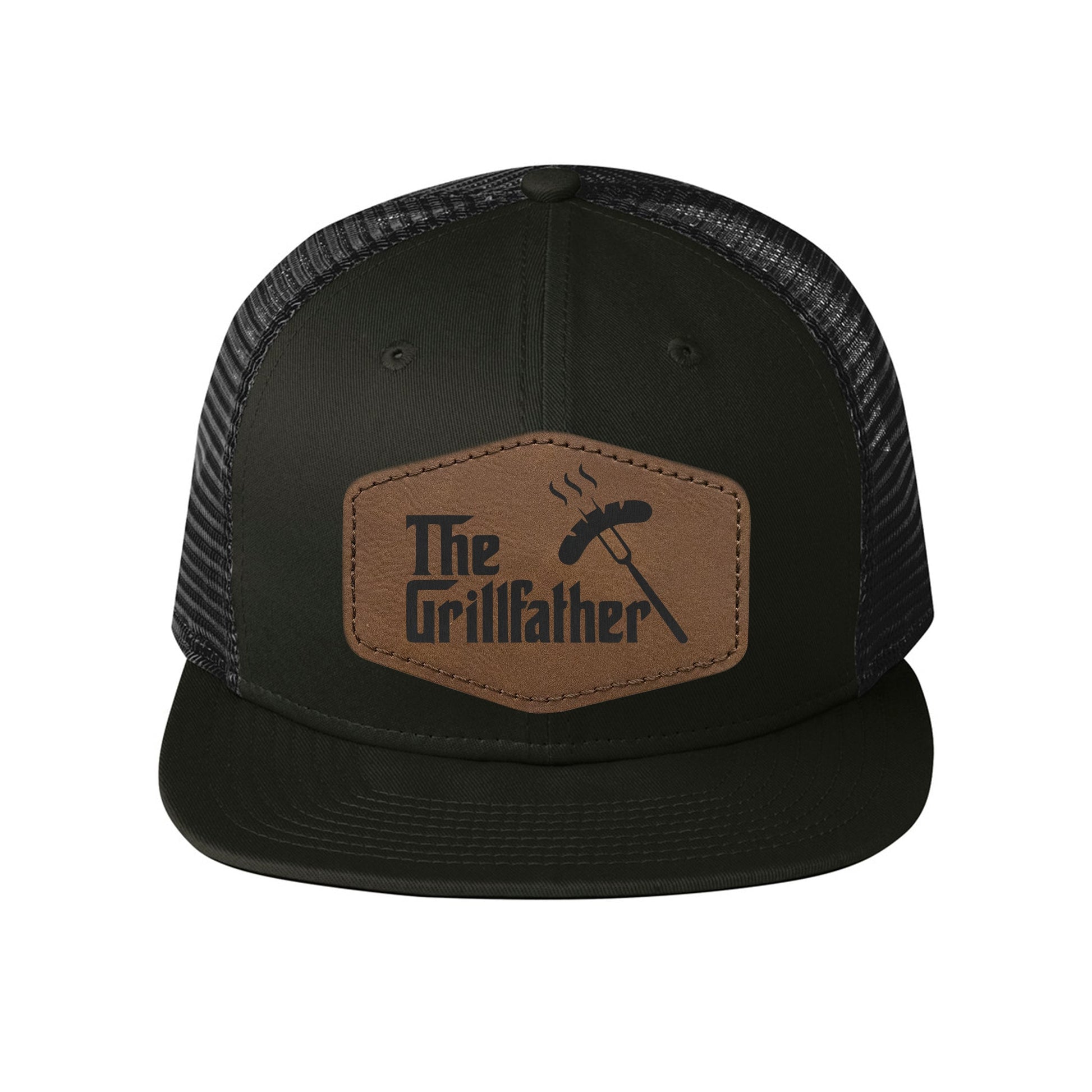 New Era Snapback Trucker Cap with Vegan Leather Hex Patch (NE403) - Etchified-Etchified-