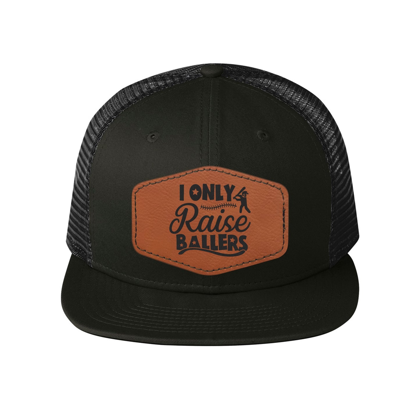 New Era Snapback Trucker Cap with Vegan Leather Hex Patch (NE403) - Etchified-Etchified-