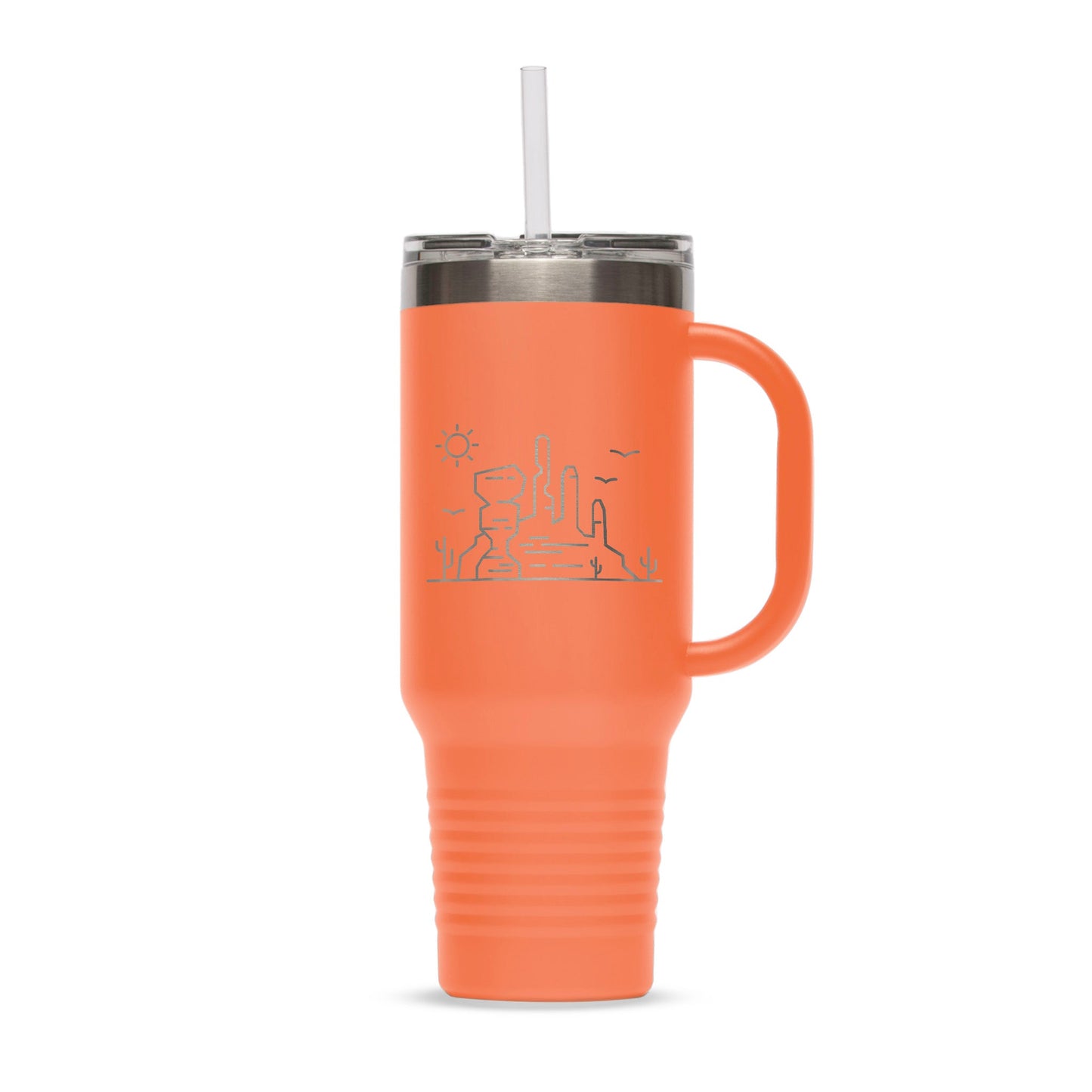 Personalized 40oz Stainless Steel Tumbler with Flip Lid and Straw - Etchified-Polar Camel®-LTM7412