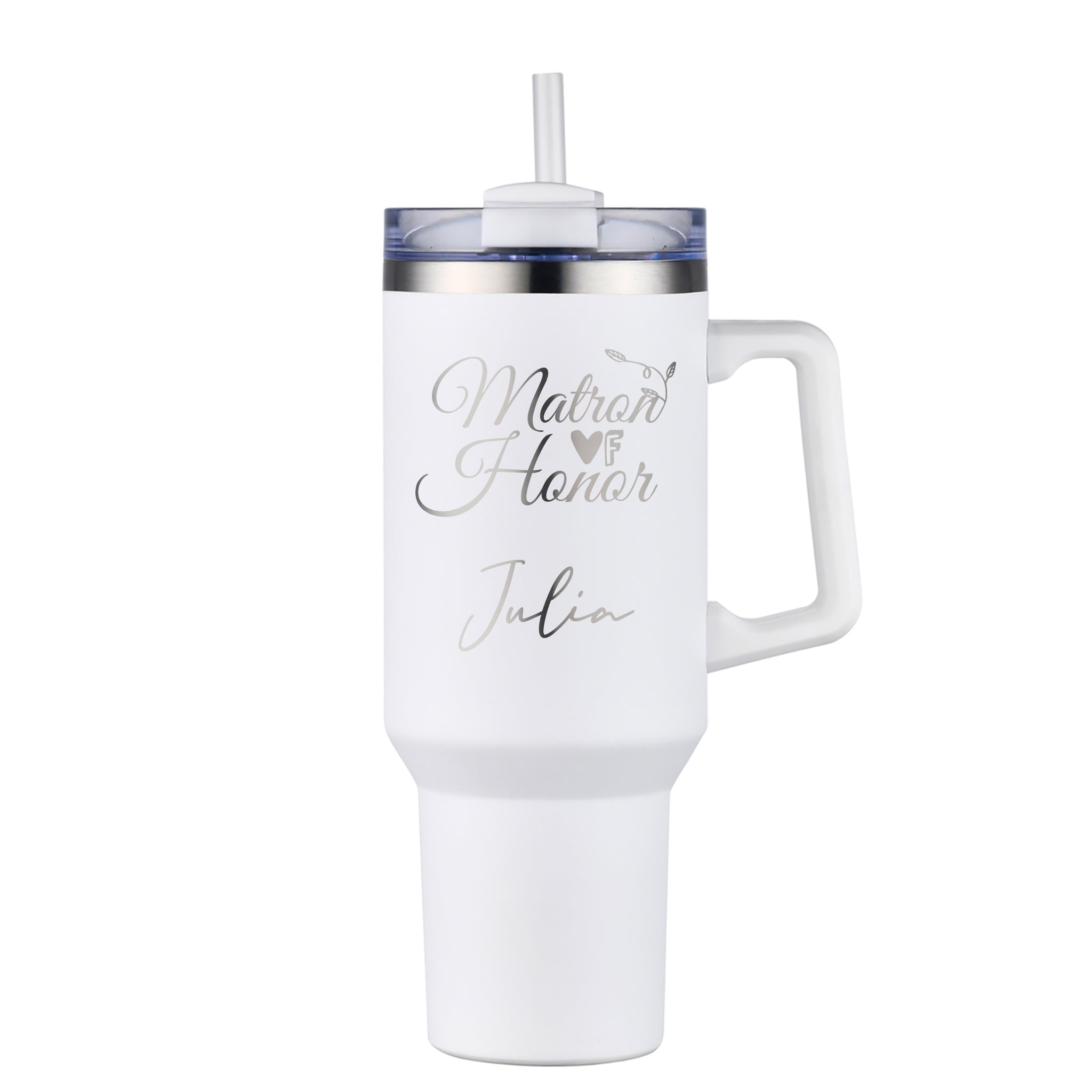 Personalized 40oz Stainless Steel Tumbler With Swivel Lid and Straw - Etchified-Etchified-