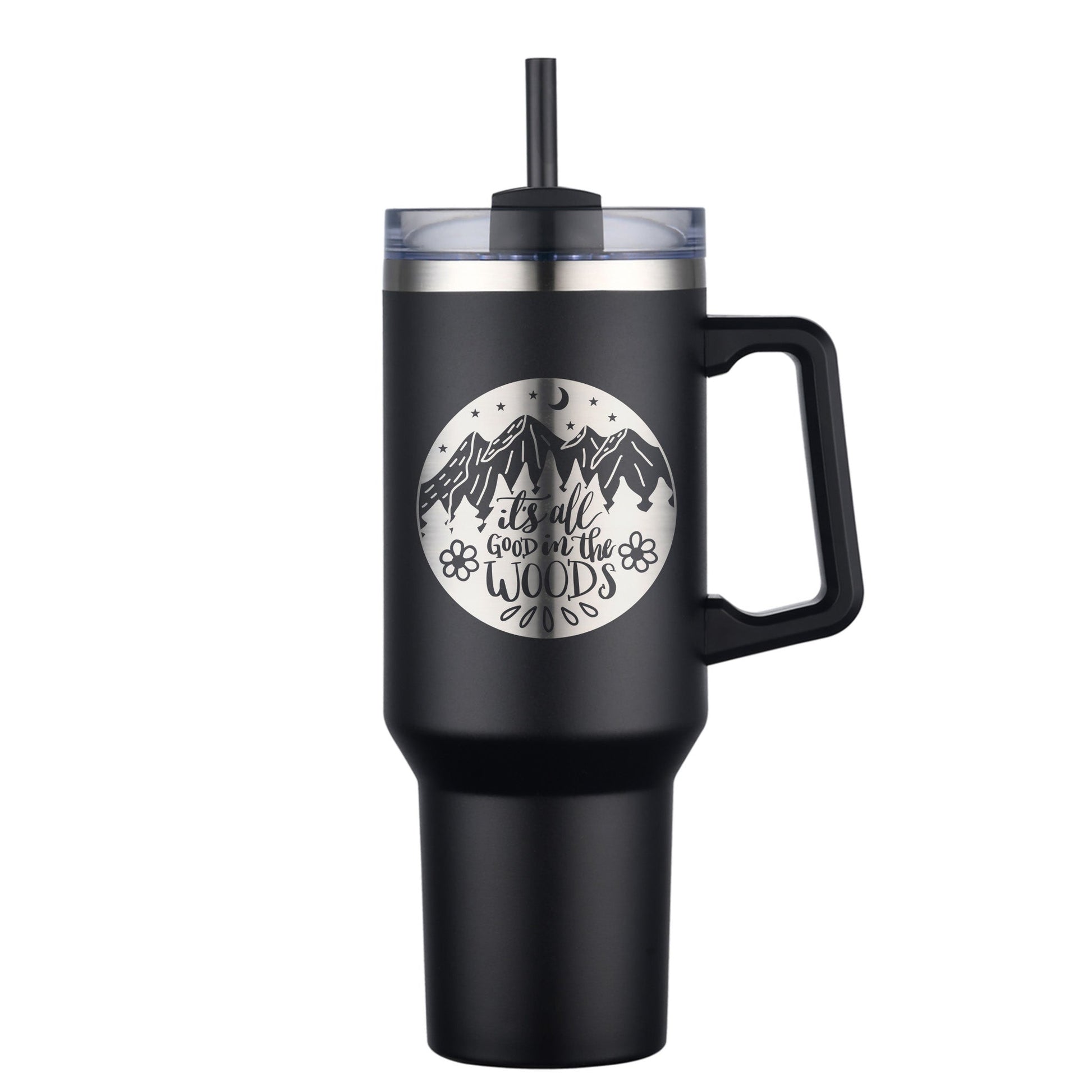 Personalized 40oz Stainless Steel Tumbler With Swivel Lid and Straw - Etchified-Etchified-