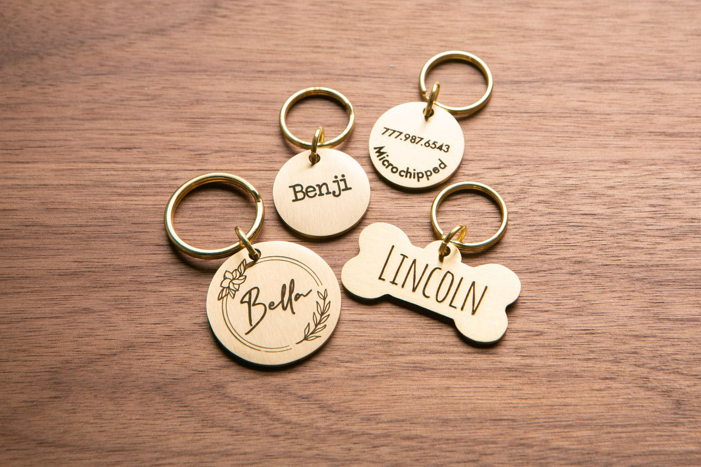 Personalized Brass Pet Tag - Bone Shaped - Etchified-Etchified-PT-BONE-L