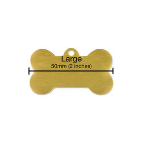 Personalized Brass Pet Tag - Bone Shaped - Etchified-Etchified-PT-BONE-L