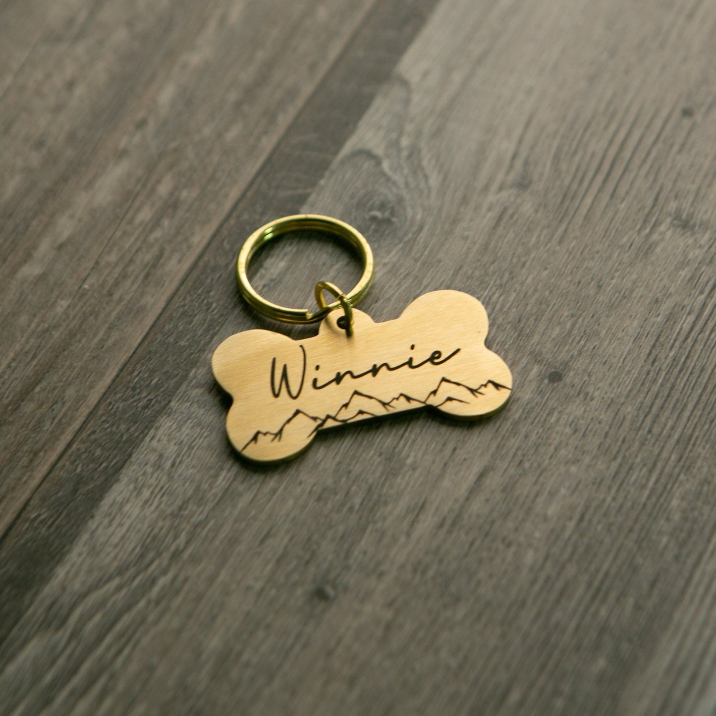 Personalized Brass Pet Tag - Bone Shaped - Etchified-Etchified-PT-BONE-L