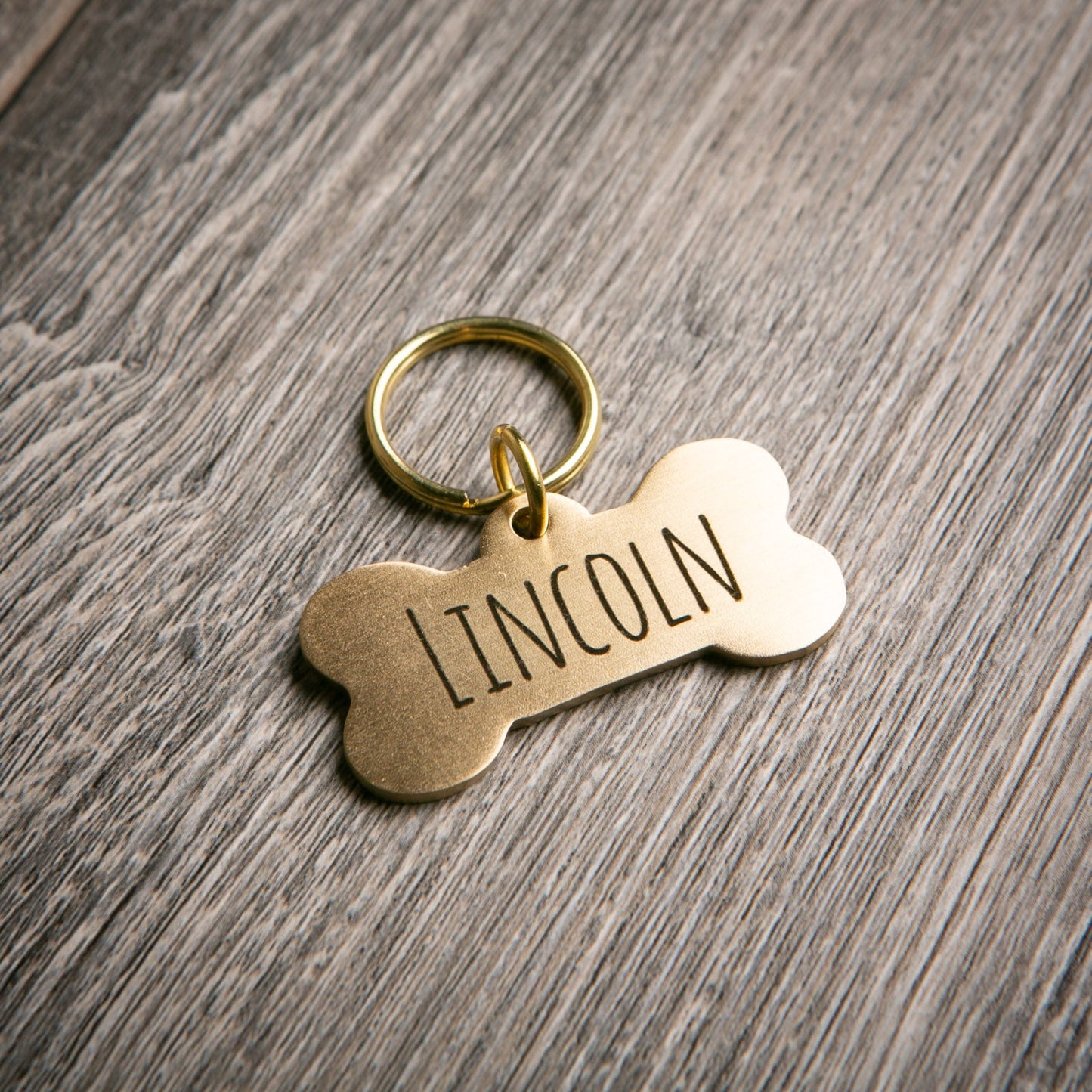 Personalized Brass Pet Tag - Bone Shaped - Etchified-Etchified-PT-BONE-M