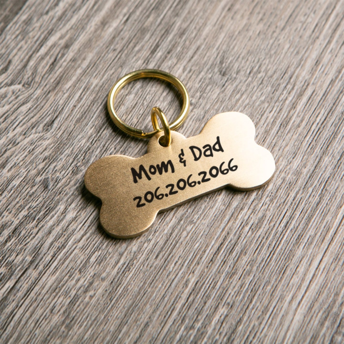 Personalized Brass Pet Tag - Bone Shaped - Etchified-Etchified-PT-BONE-M