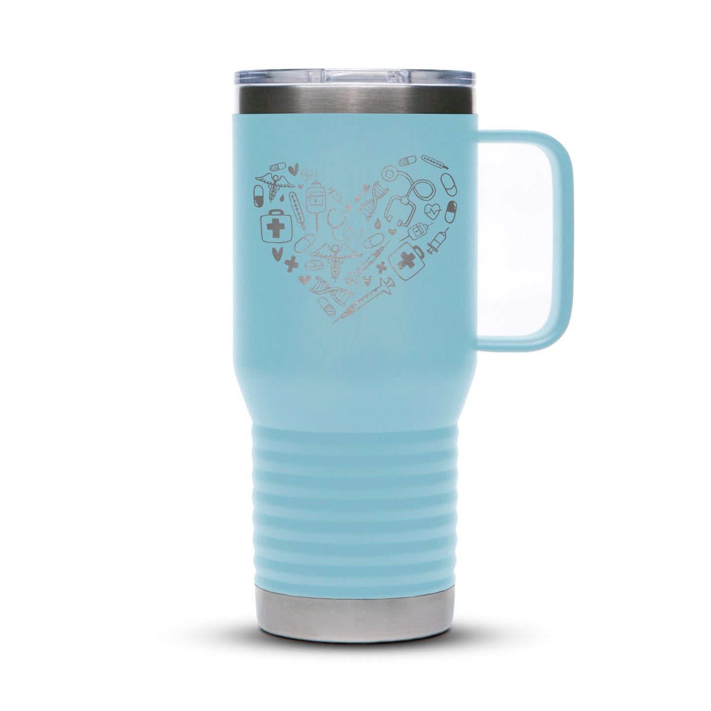 Personalized Stainless 20oz Travel Mug with Slider Lid - Etchified-Polar Camel®-LCM207-Light-Blue-Laser